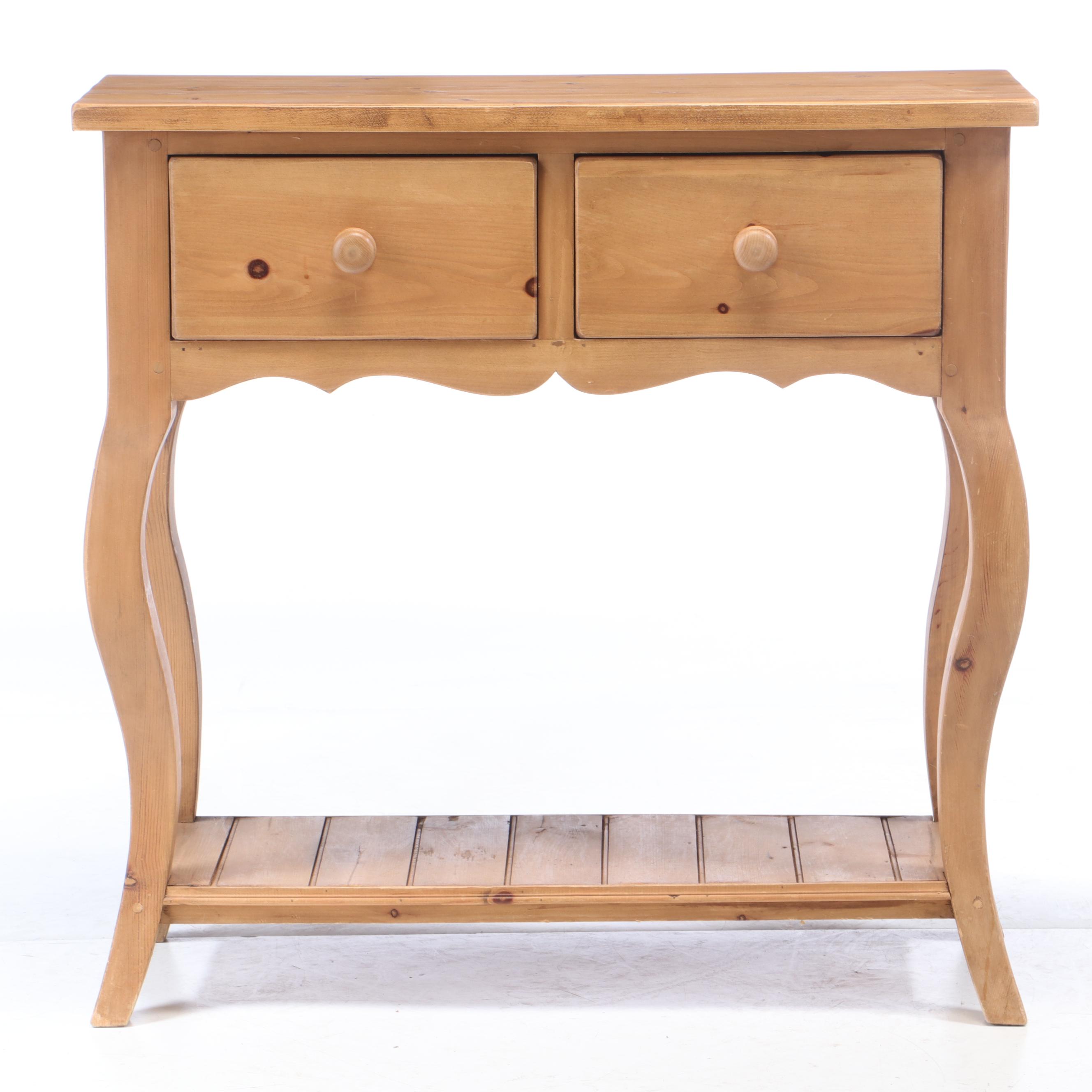 Provincial Pine Two-Drawer Console Table, Late 20th Century