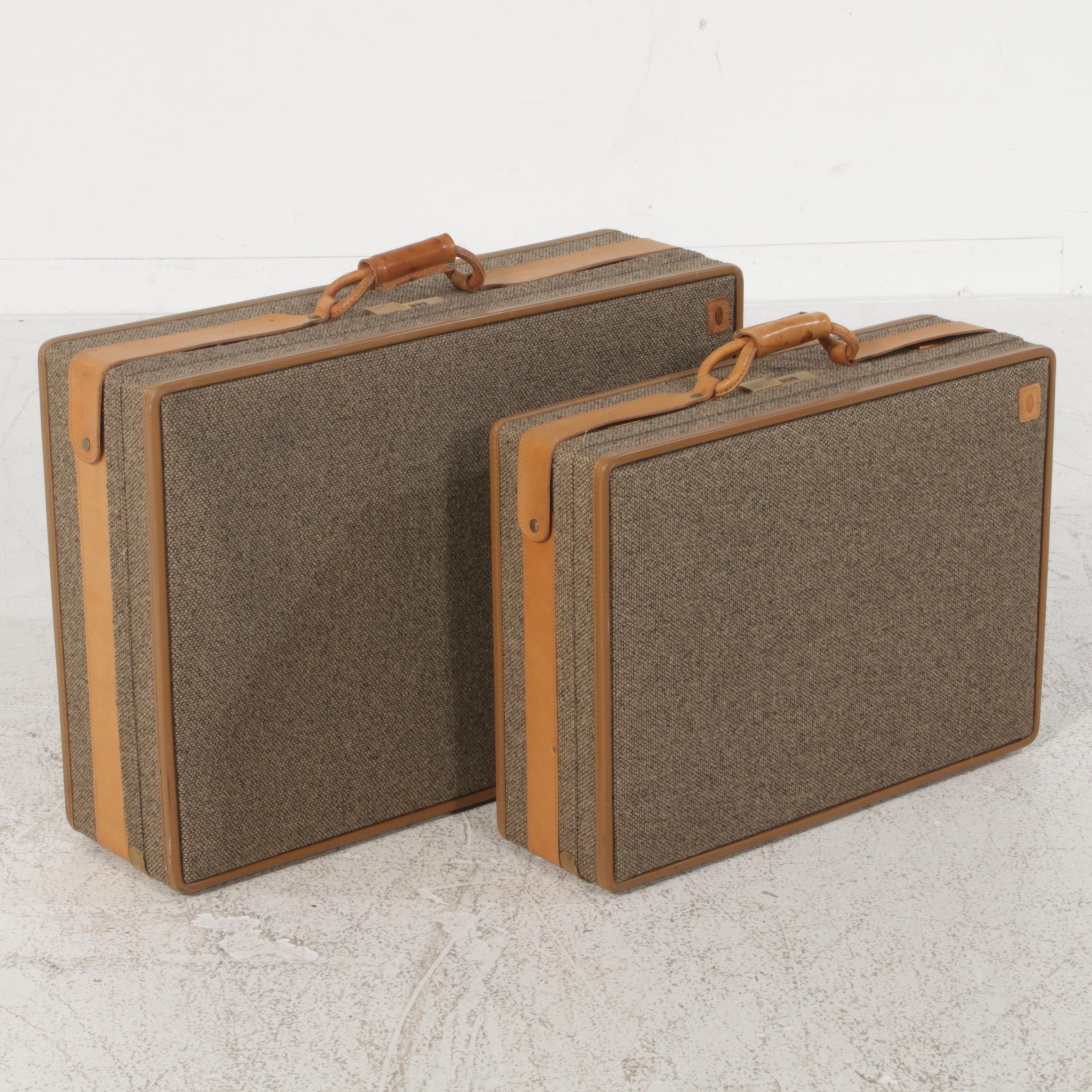 Hartmann Tweed Suitcases with Leather Trim, Vintage