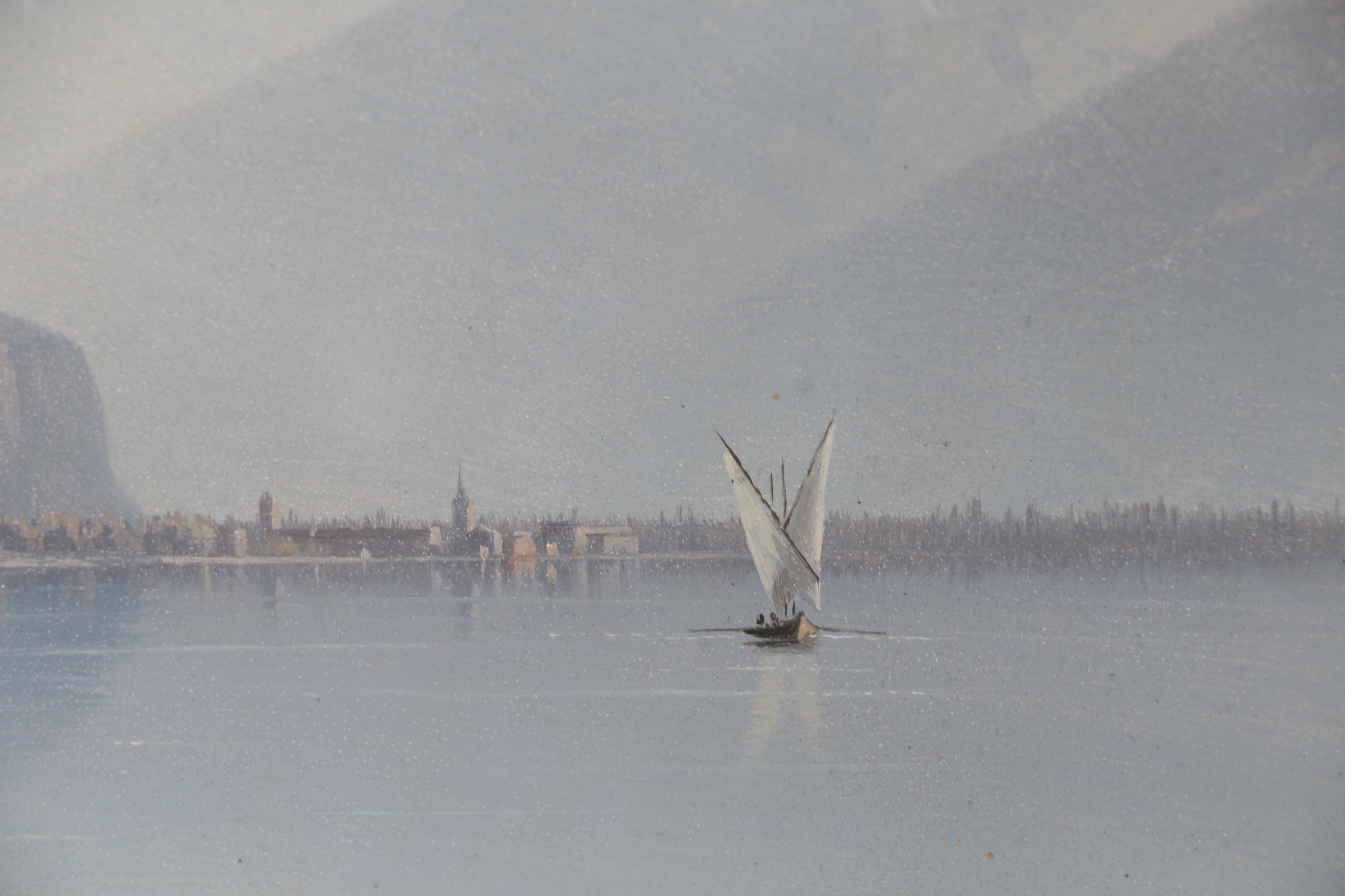 Oil Painting of Château de Chillon, Early 20th Century