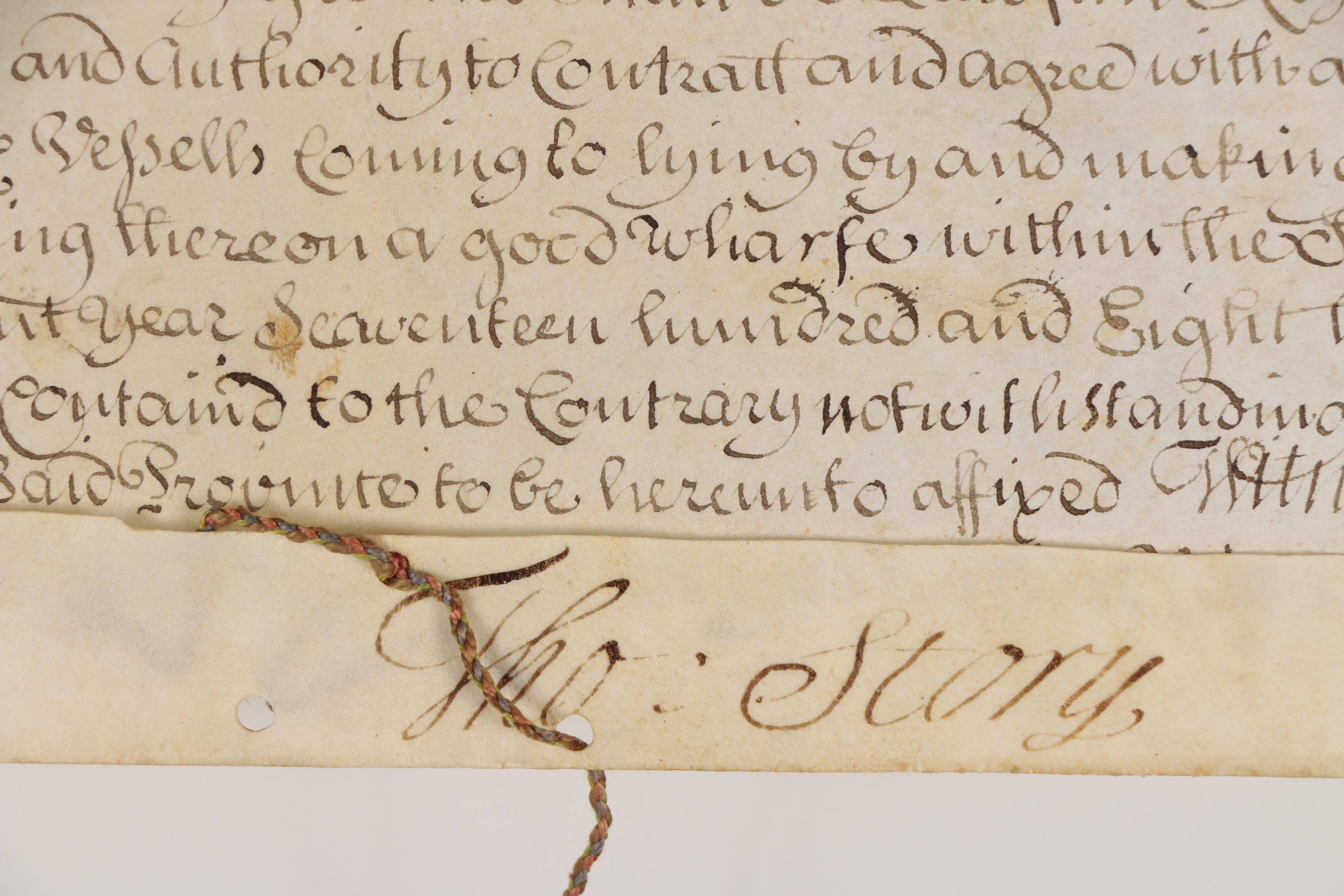 William Penn Land Grant For "The Strand" in New Castle, Delaware, 1708