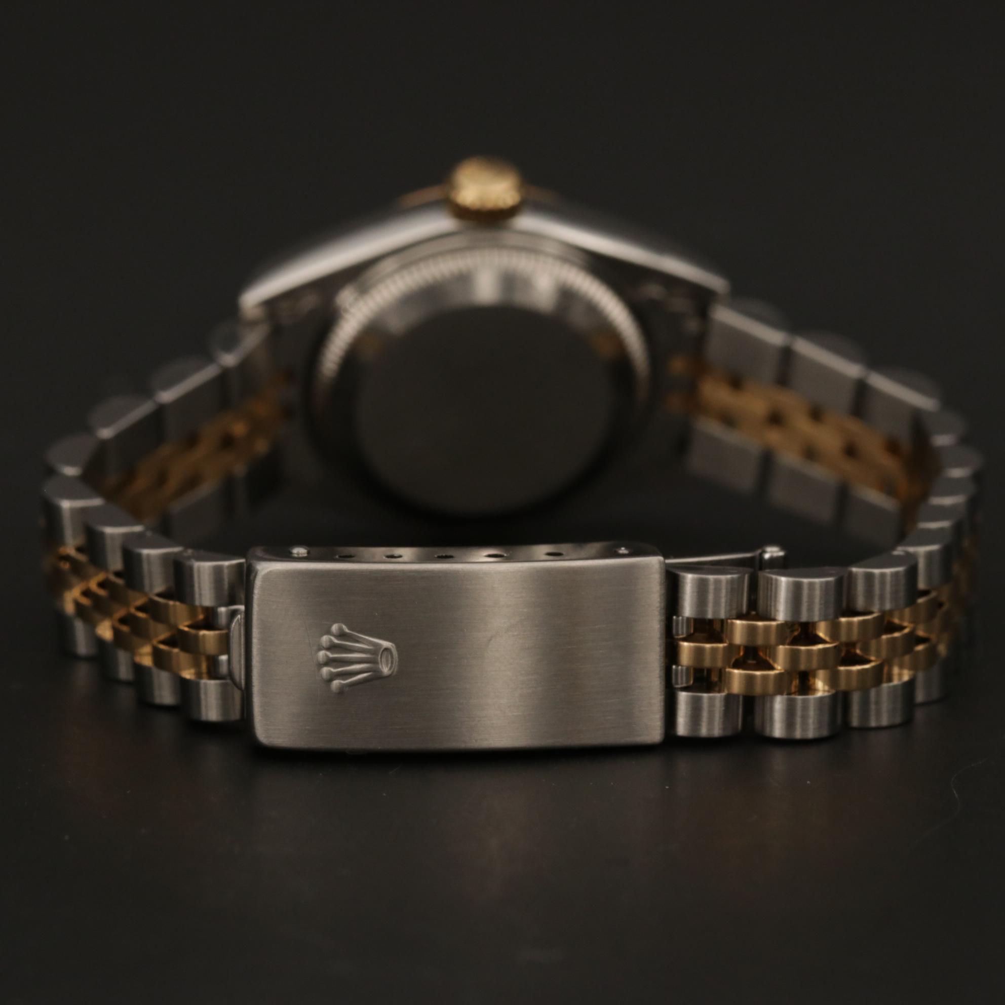 Rolex Datejust Factory Black Serti Diamond Dial 18K Gold and Steel Watch