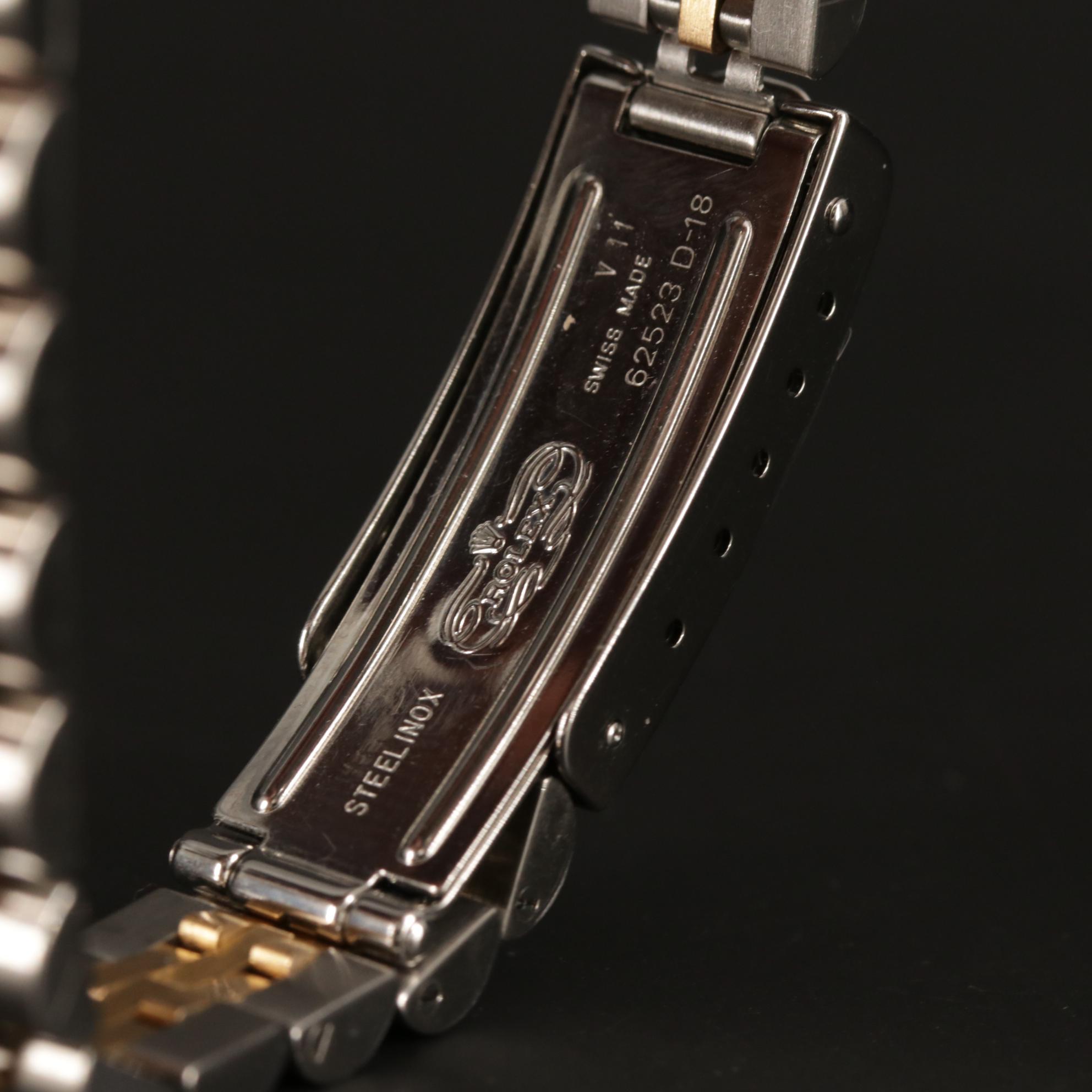 Rolex Datejust Factory Black Serti Diamond Dial 18K Gold and Steel Watch