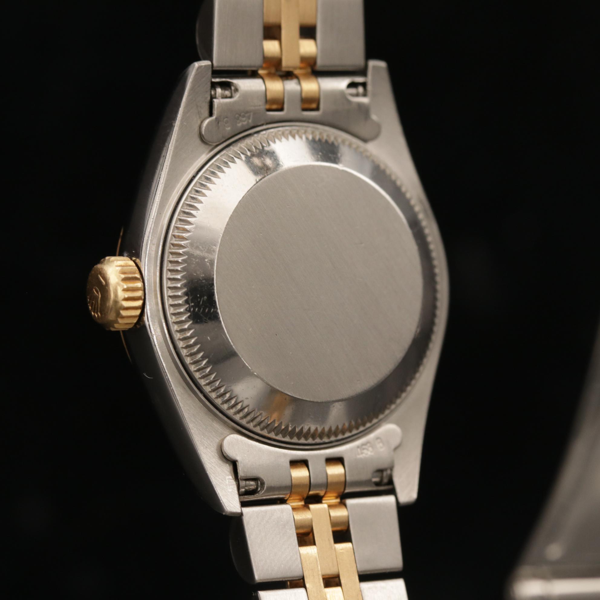 Rolex Datejust Factory Black Serti Diamond Dial 18K Gold and Steel Watch