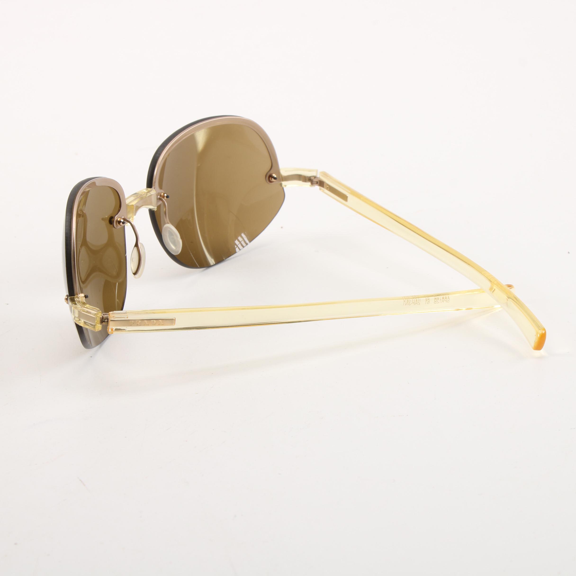Prada Rimless Transparent Yellow Frame Rahmenlos Original Sunglasses