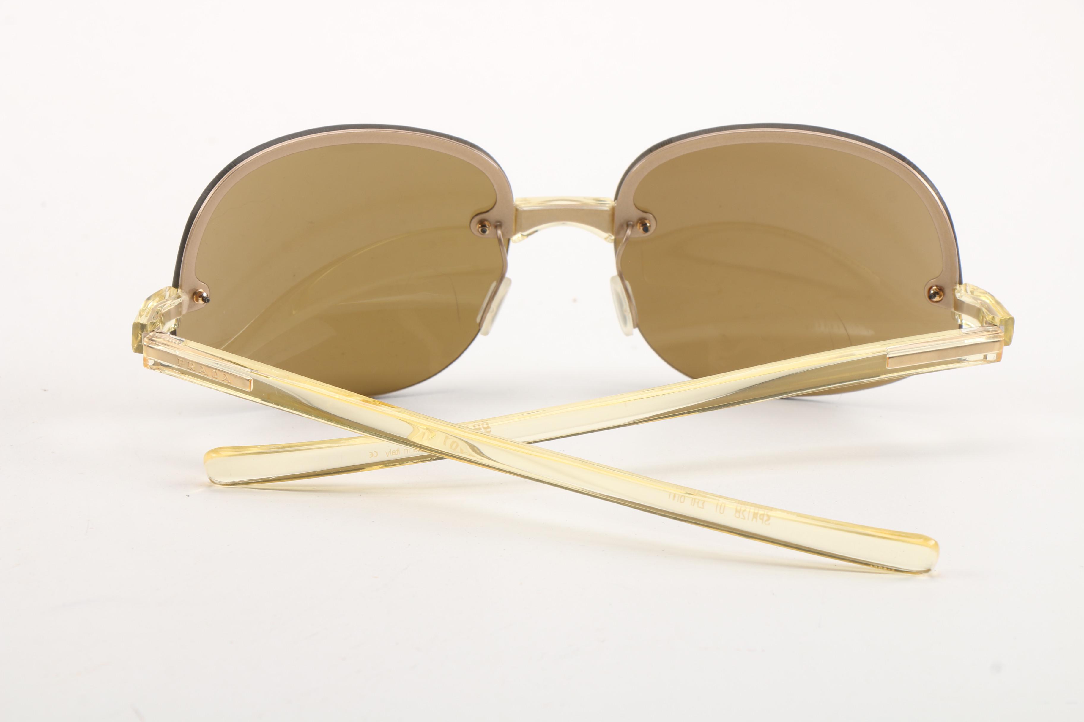 Prada Rimless Transparent Yellow Frame Rahmenlos Original Sunglasses