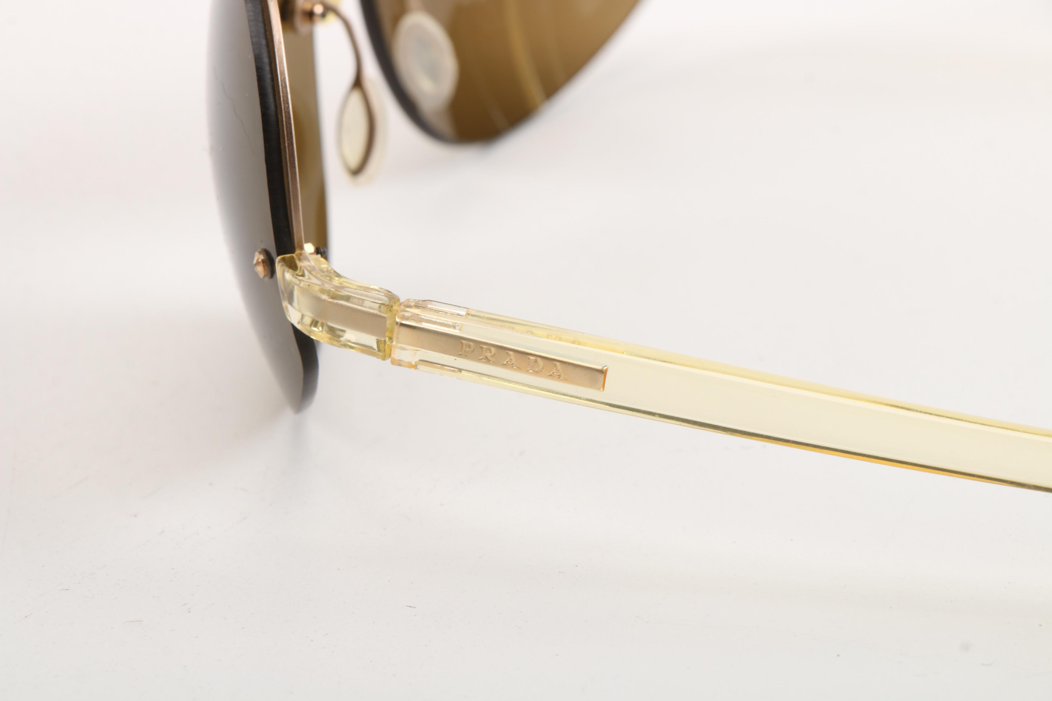 Prada Rimless Transparent Yellow Frame Rahmenlos Original Sunglasses