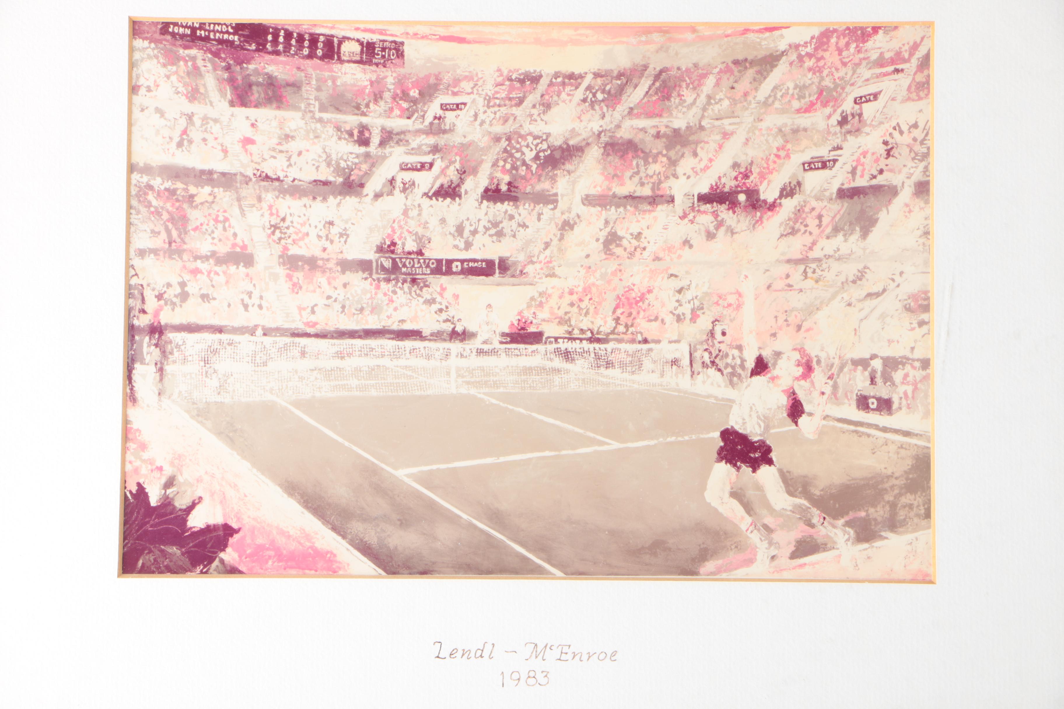 1983 Lendl-McEnroe Print with Wilt Chamberlain and Nieman Poster Books