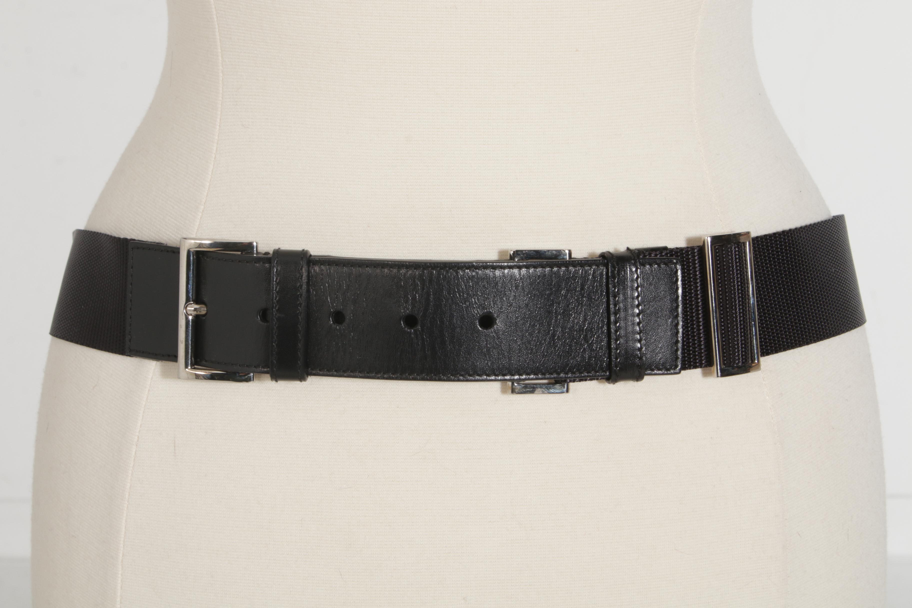 Prada Black Tessuto Nylon and Leather Hip Bag with Buckle Pocket