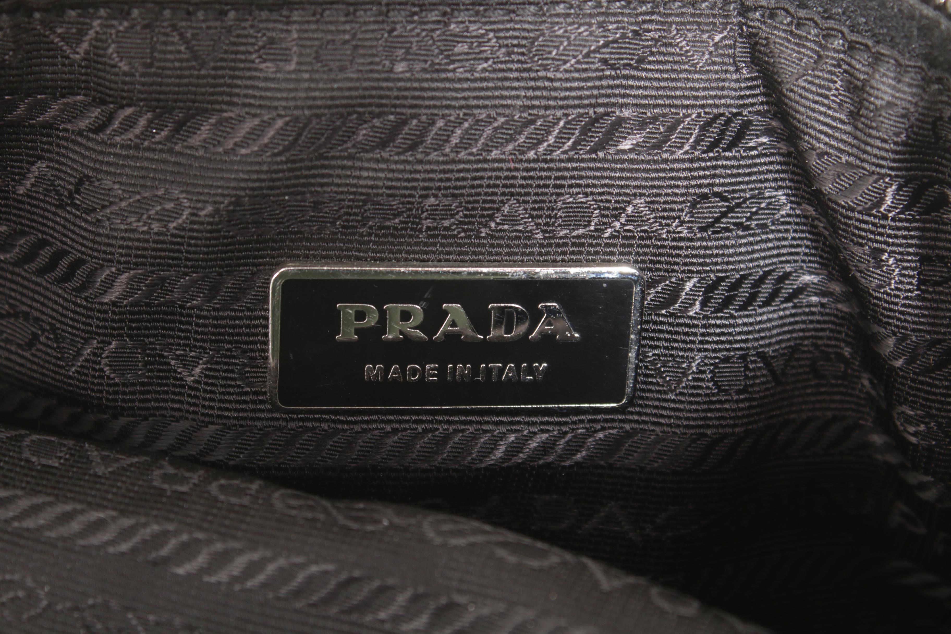 Prada Black Tessuto Nylon and Leather Hip Bag with Buckle Pocket