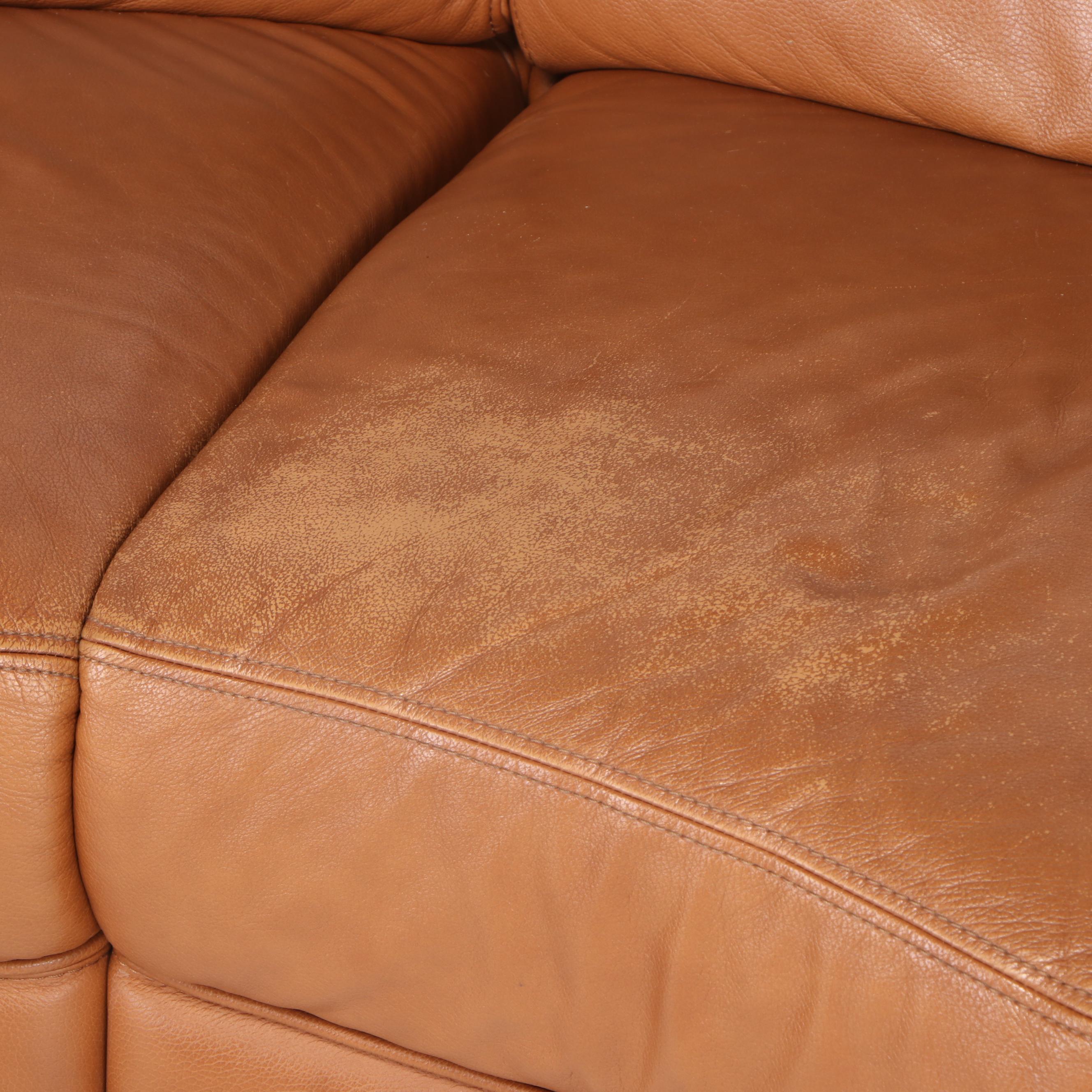 W. Schillig Curvilinear Leather Sectional Sofa and Ottoman from Bova