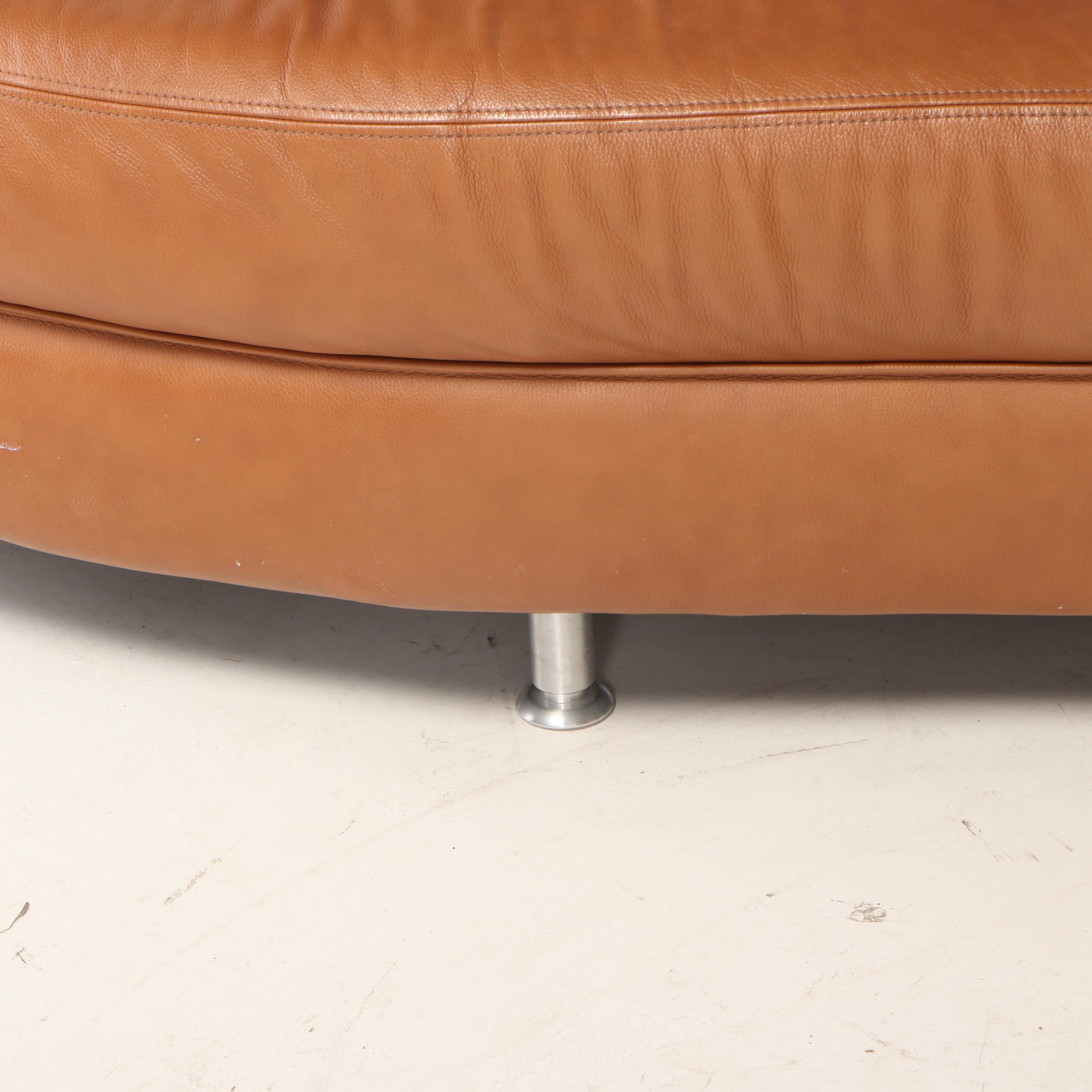 W. Schillig Curvilinear Leather Sectional Sofa and Ottoman from Bova