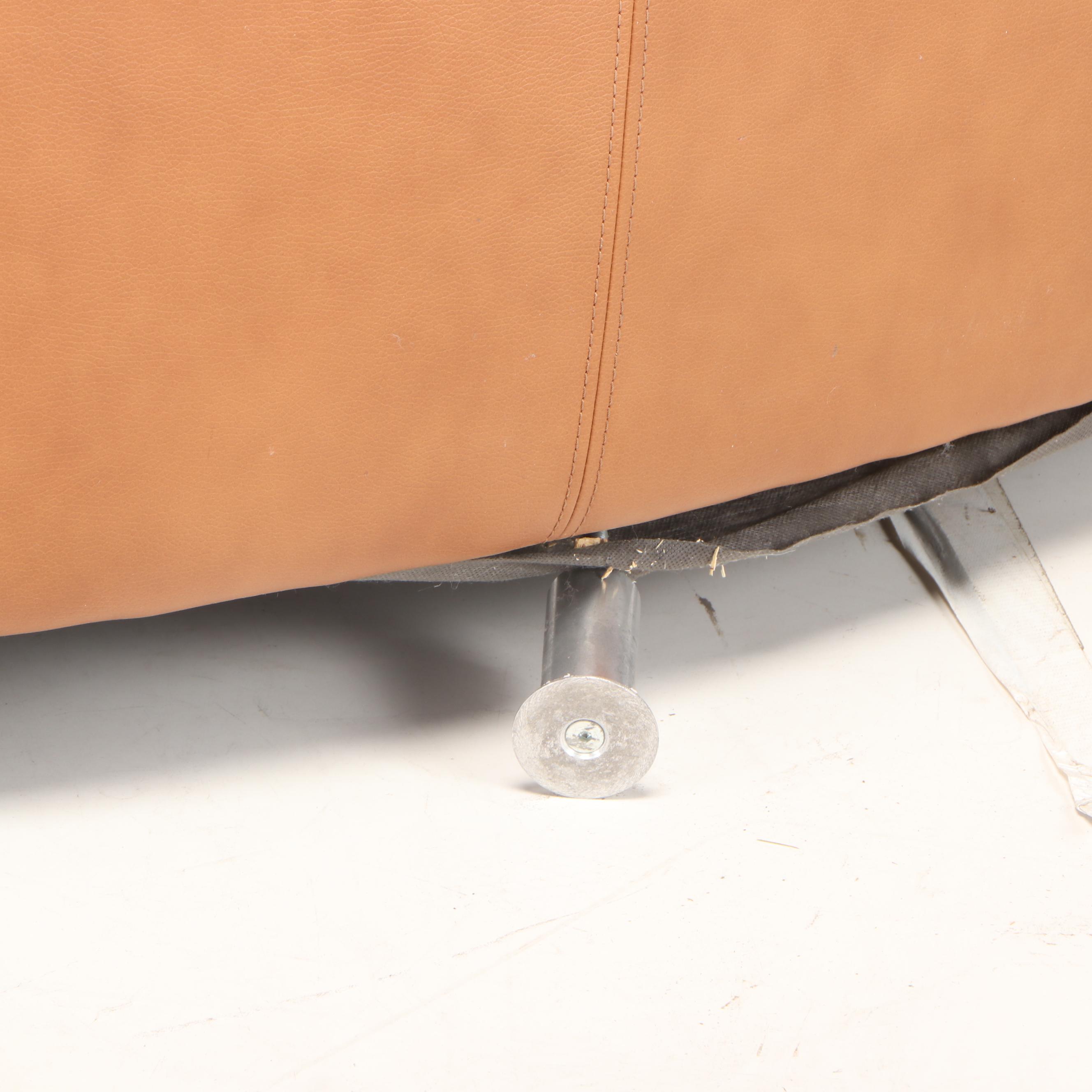 W. Schillig Curvilinear Leather Sectional Sofa and Ottoman from Bova