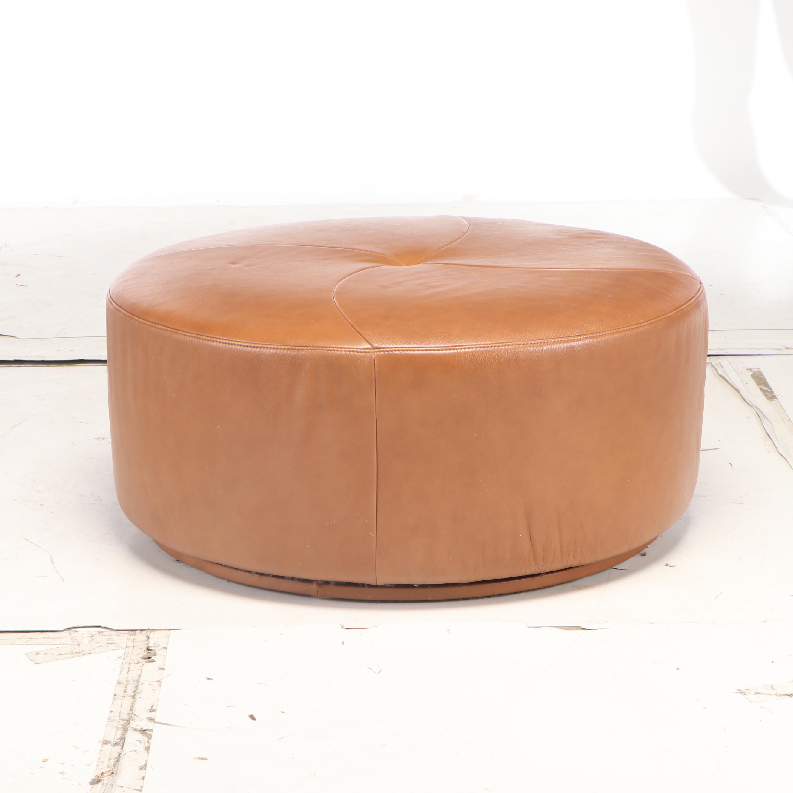 W. Schillig Curvilinear Leather Sectional Sofa and Ottoman from Bova