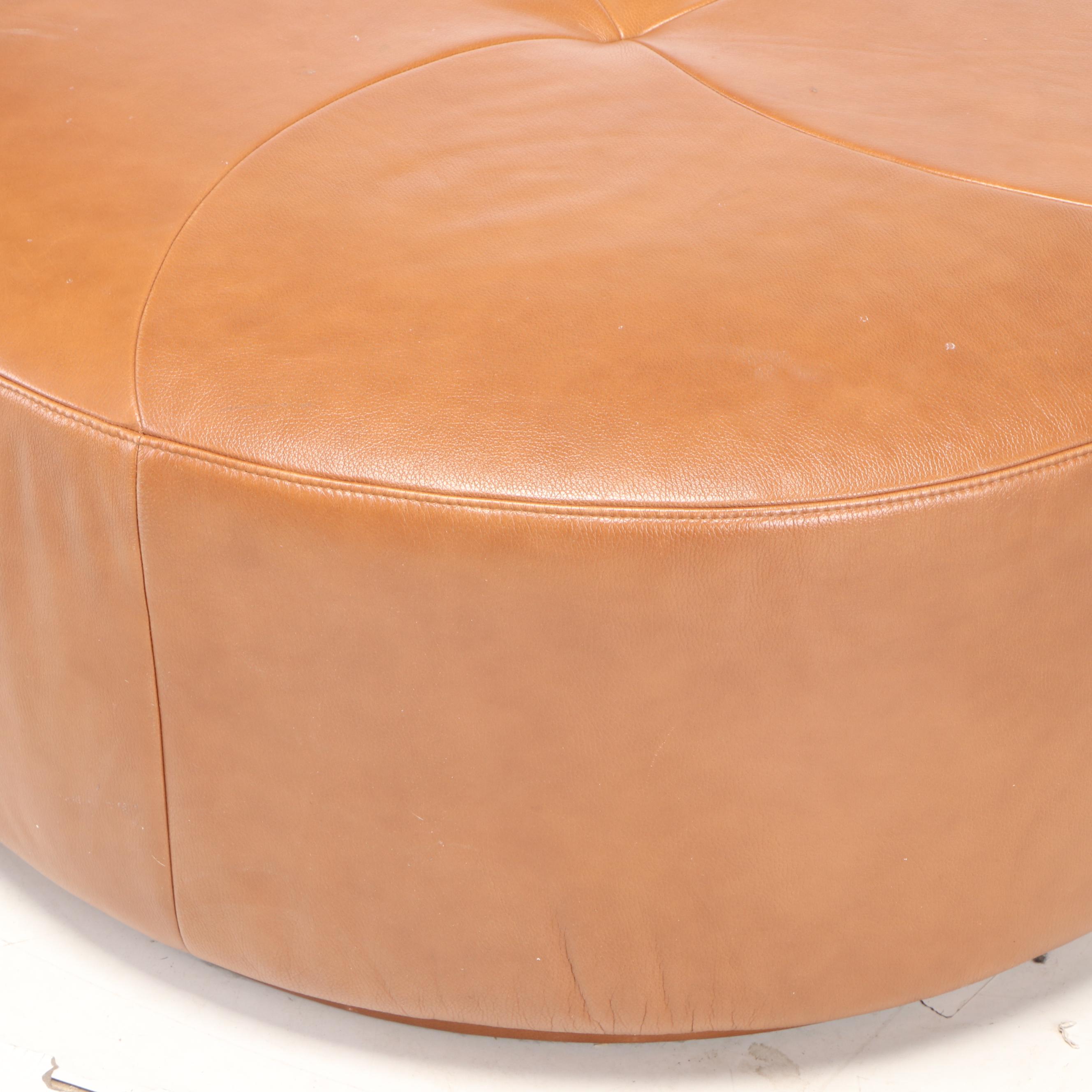 W. Schillig Curvilinear Leather Sectional Sofa and Ottoman from Bova