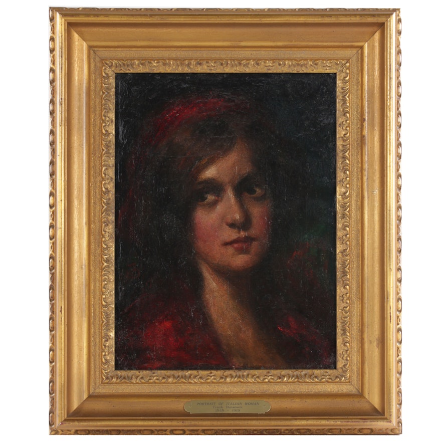 Exceptional Frank Duveneck Oil Portrait of a Young Woman, Circa 1905
