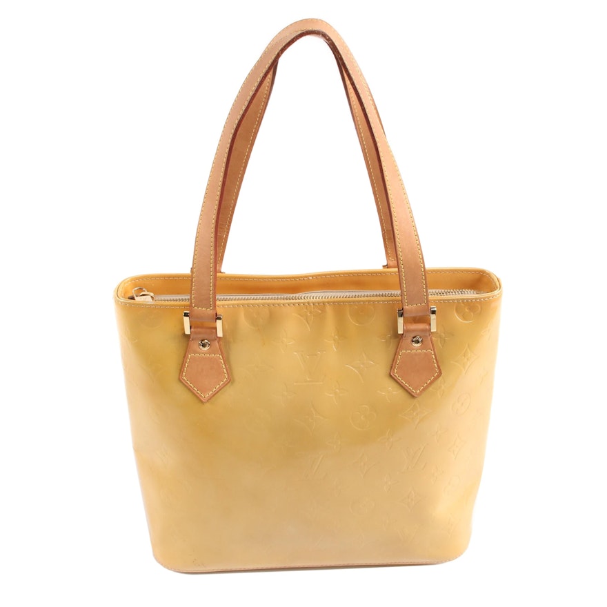 Louis Vuitton Houston Shoulder Bag in Mango Vernis and Vachetta Leather