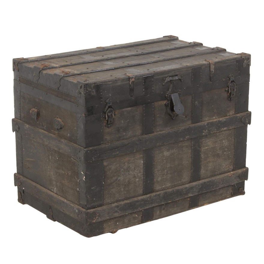 Metal Clad Steamer Trunk, Late 19th to Early 20th Century