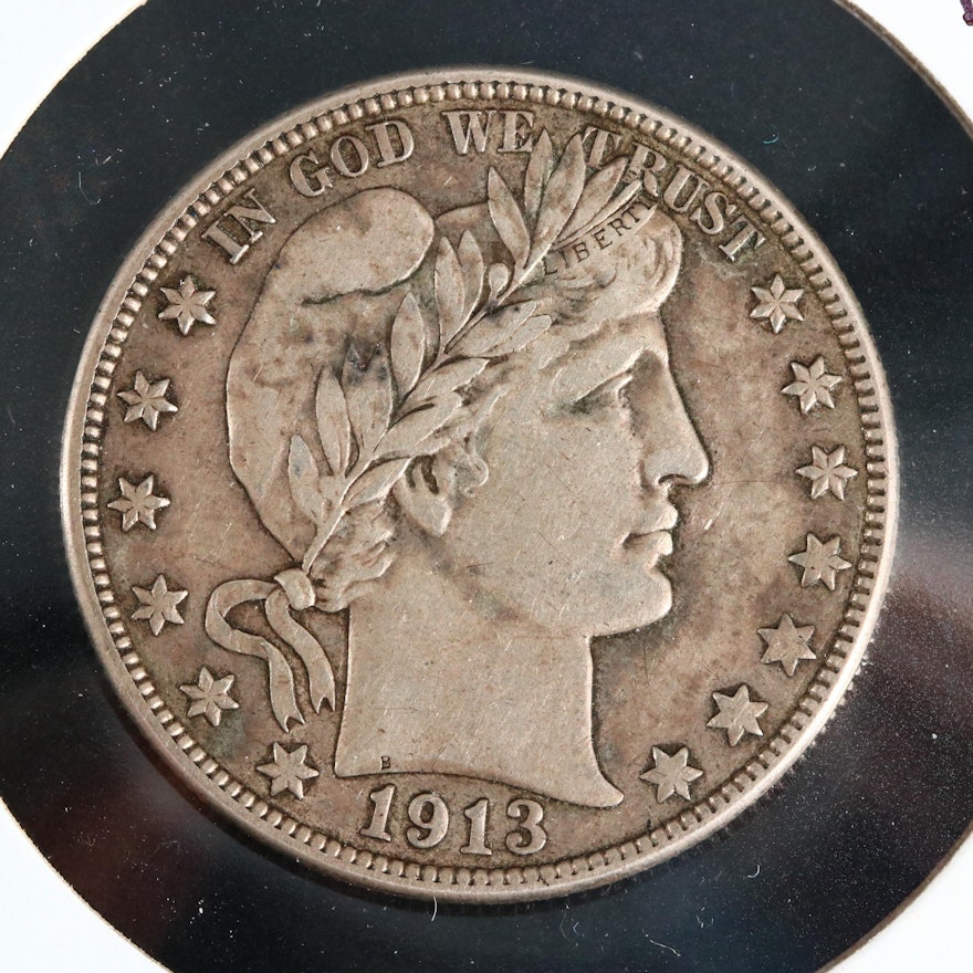 1913-D Barber Silver Half Dollar