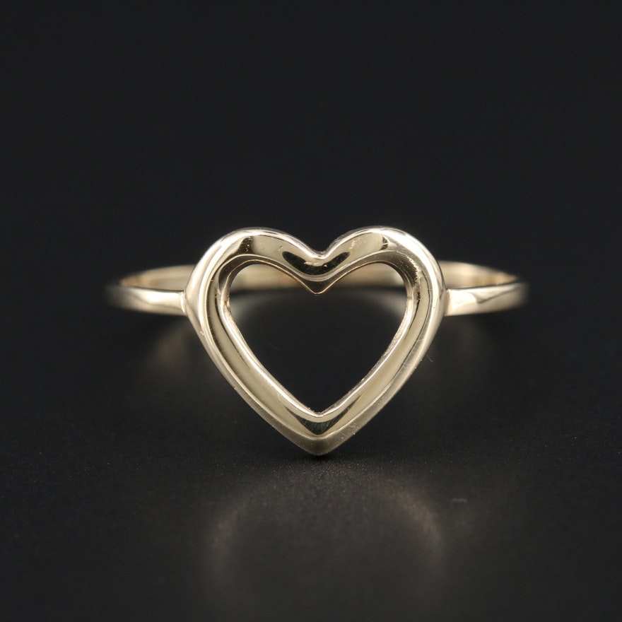 14K Yellow Gold Heart Ring