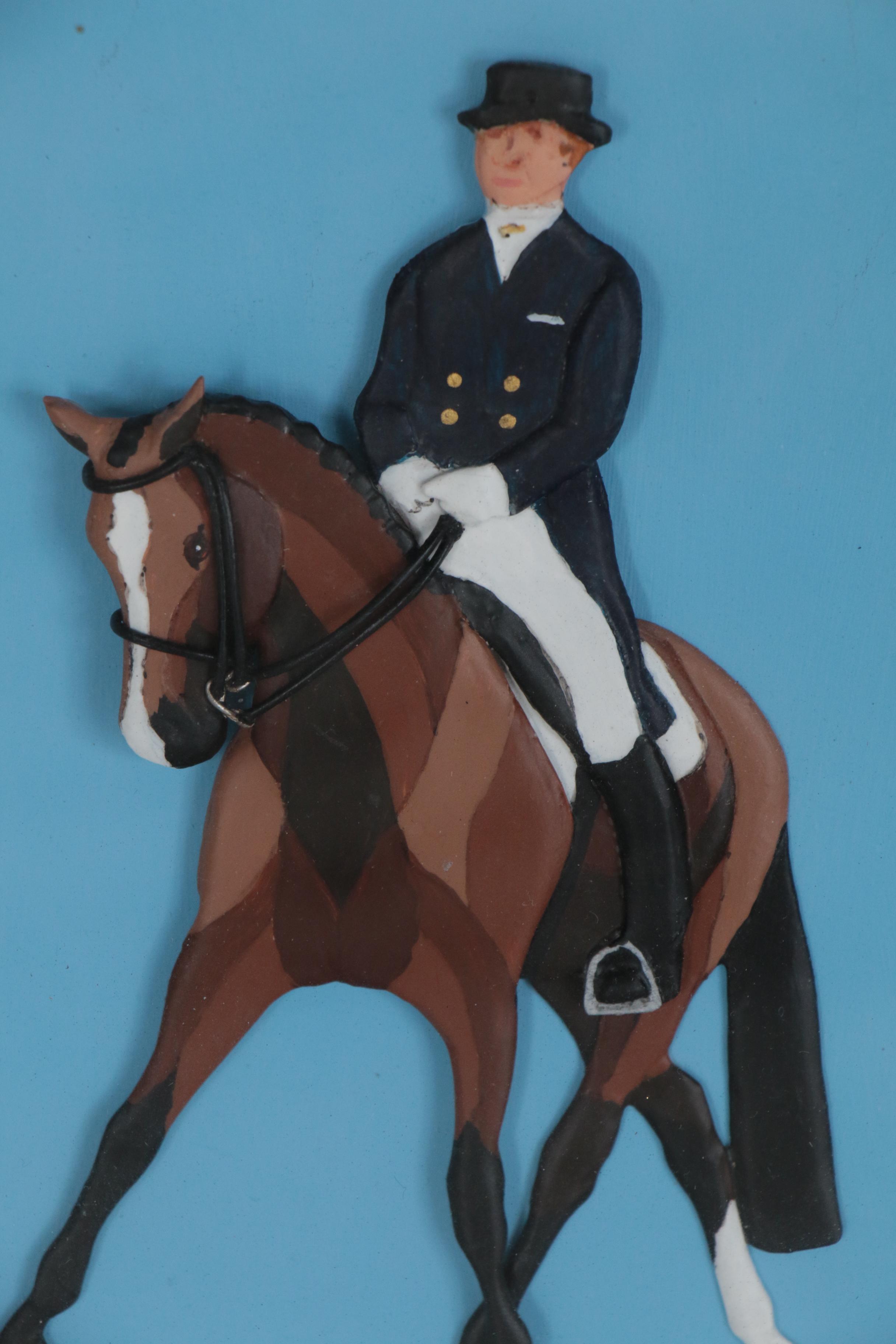 Janet Bailey Burch Relief Sculpture of Dressage Horse and Rider