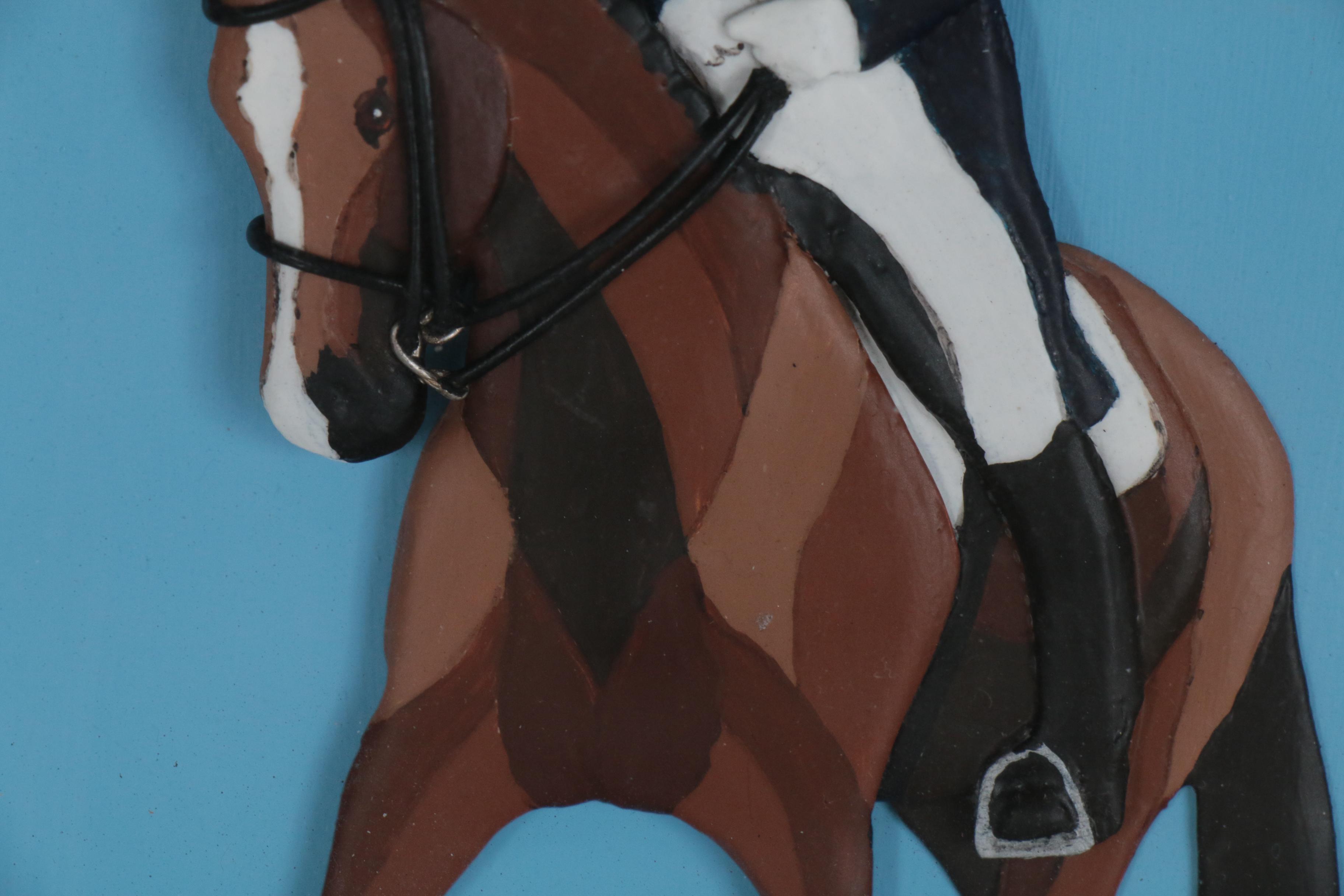 Janet Bailey Burch Relief Sculpture of Dressage Horse and Rider