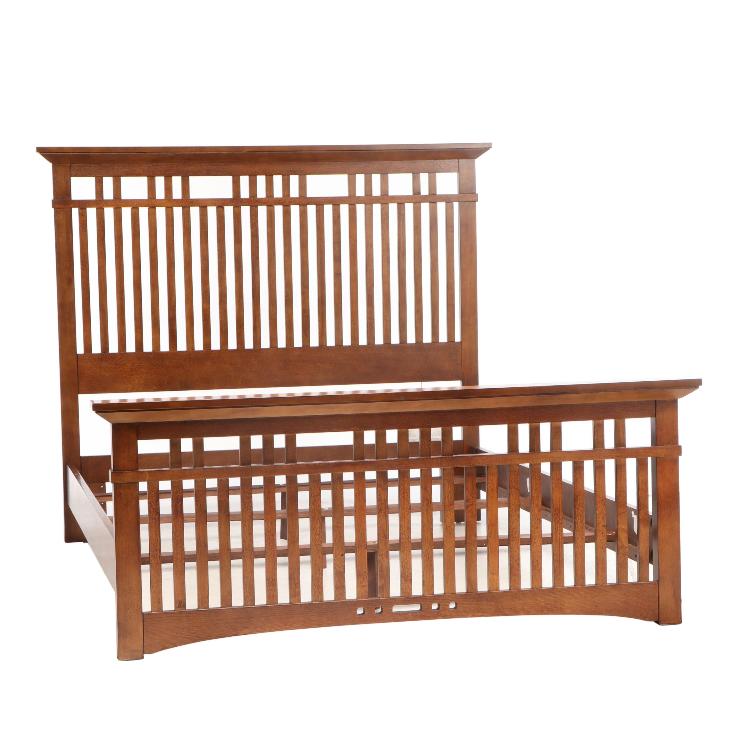 Mission Style Broyhill "Artisan Collection" Oak Queen Size Bed Frame
