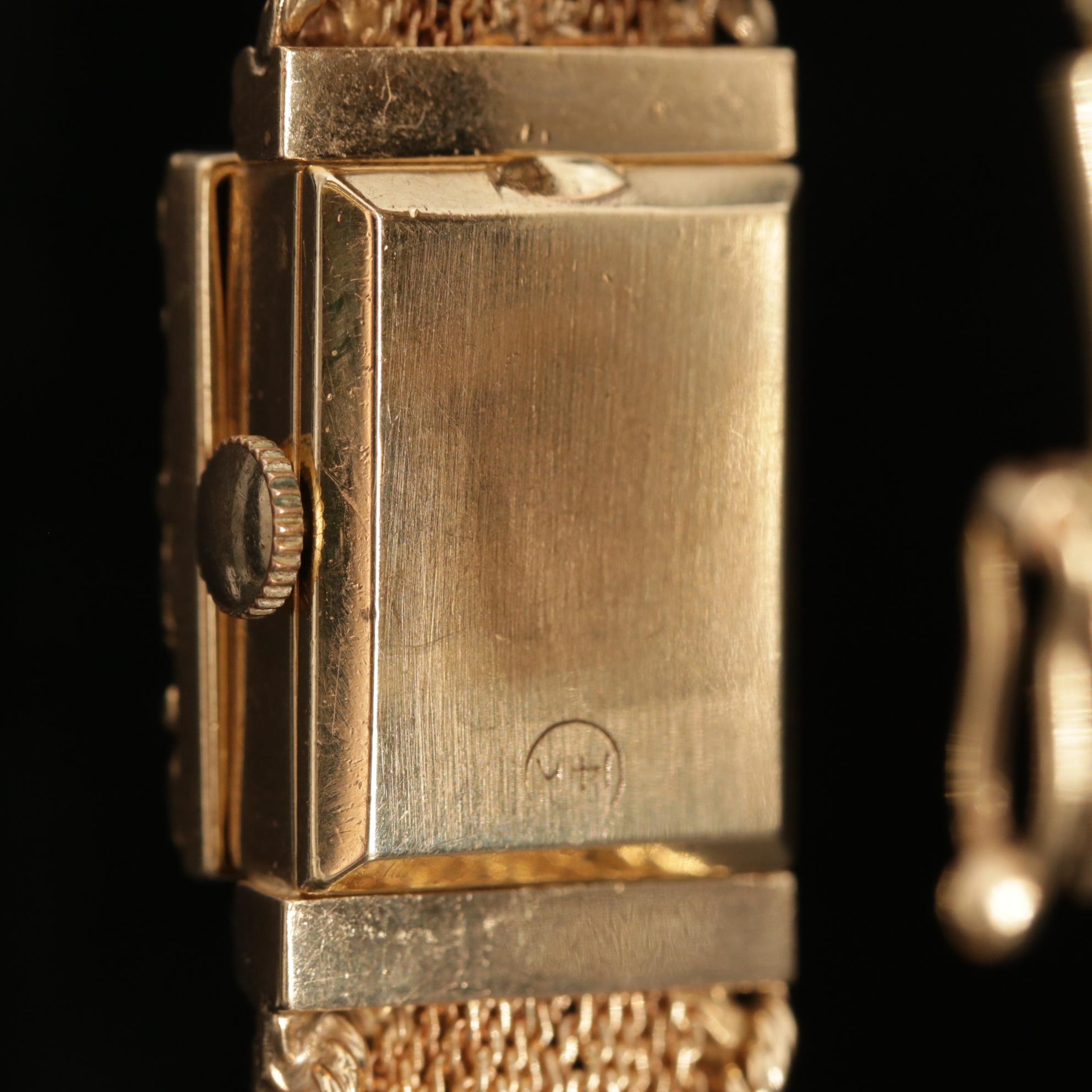 Vintage Lucerne 14K Gold Diamond and Pearl Secret Dial Watch