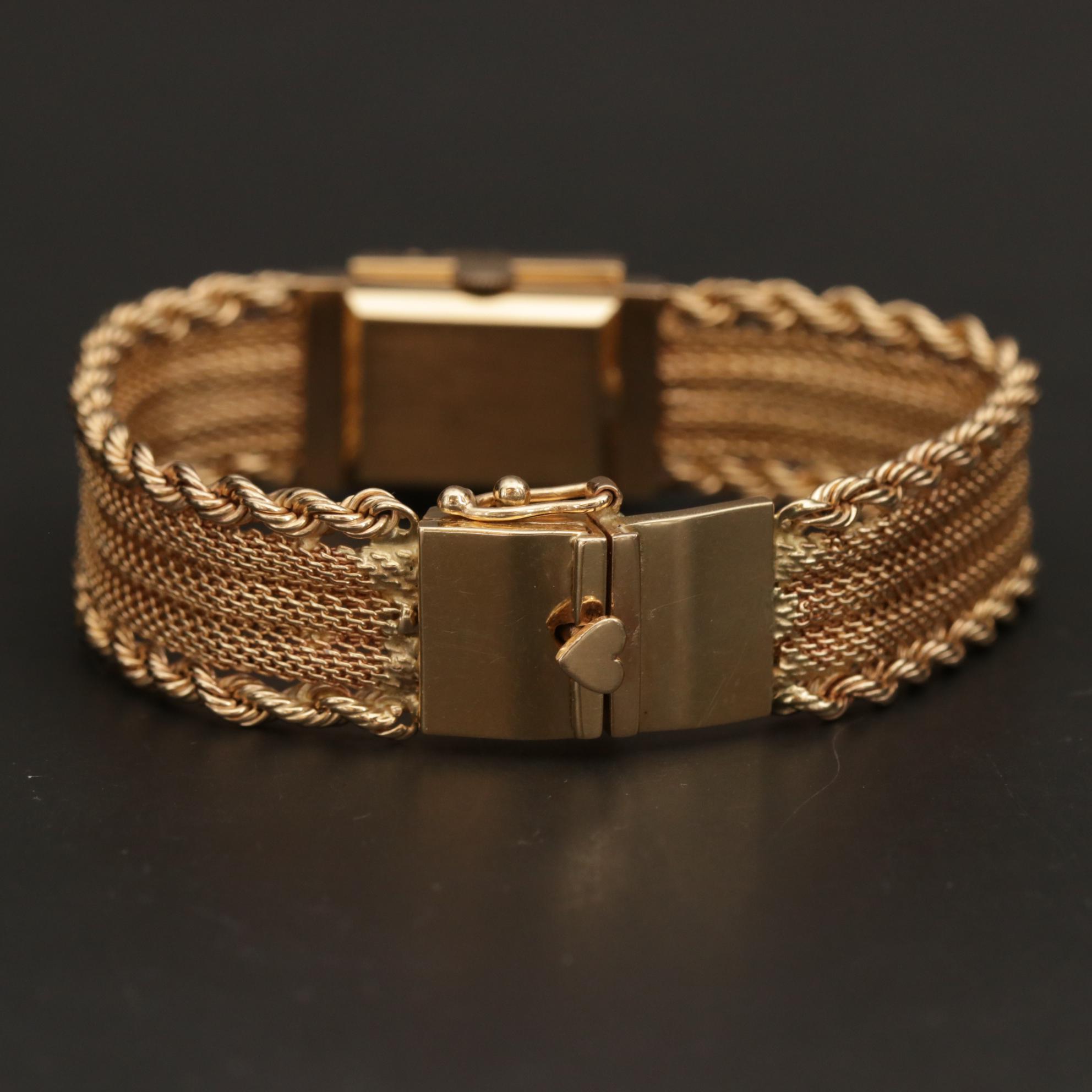 Vintage Lucerne 14K Gold Diamond and Pearl Secret Dial Watch