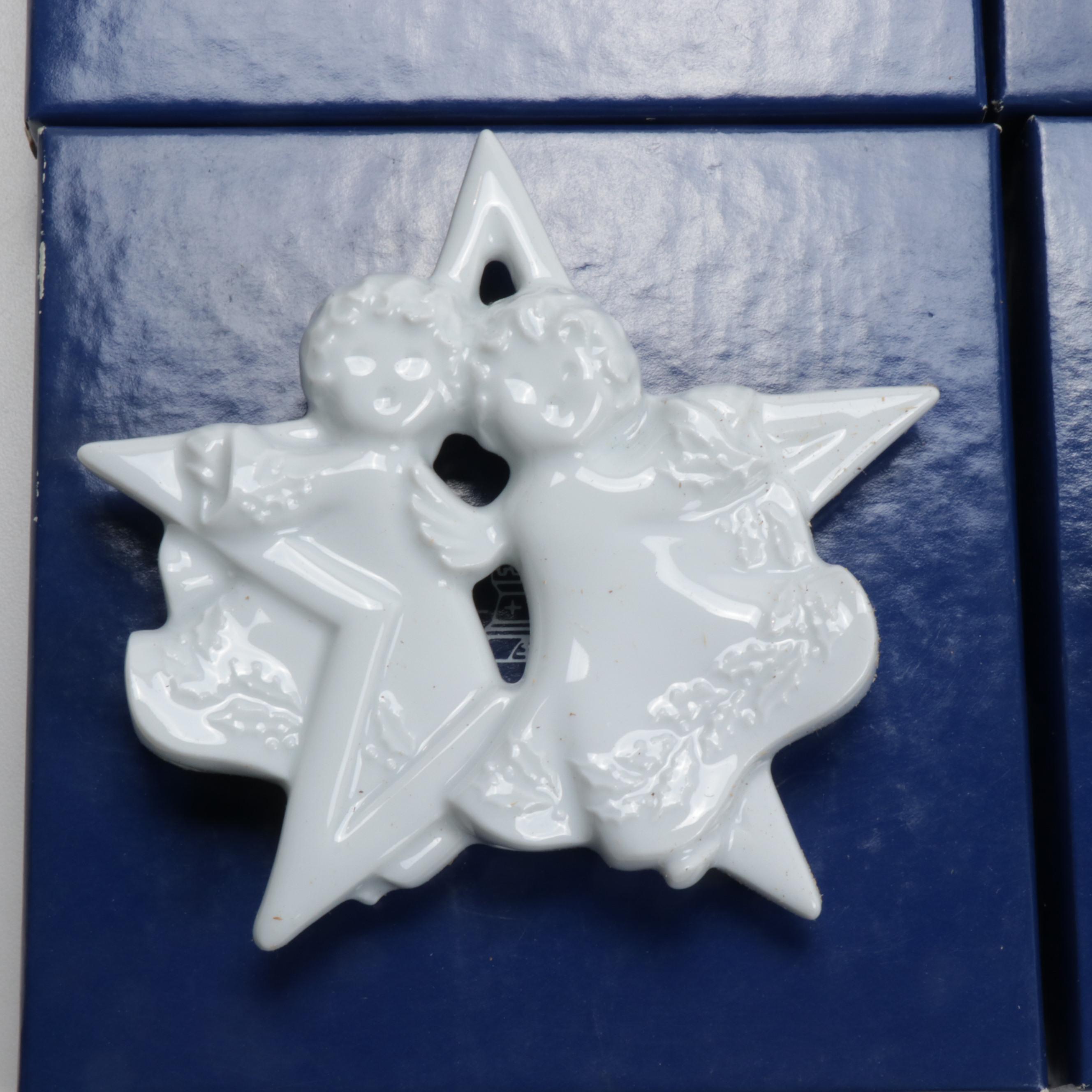 Haviland White Ceramic Cherub Ornaments