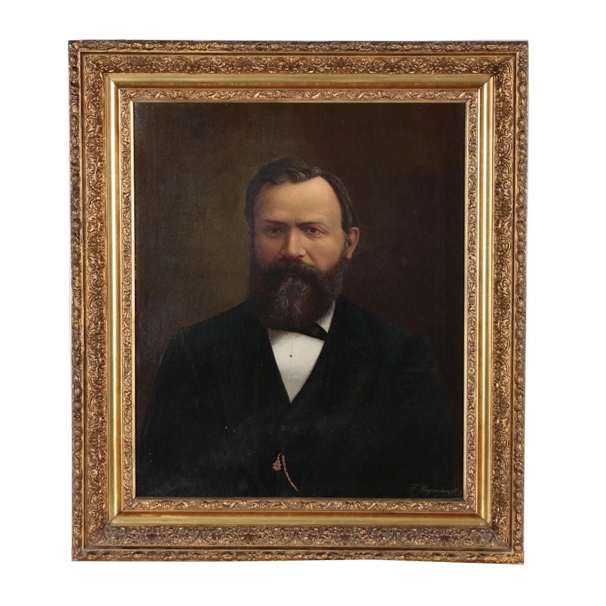 F. Degenhardt Munich School Style Masonic Portrait Oil Painting, 1891