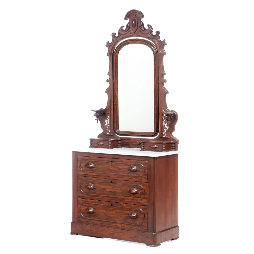 Mitchell & Rammelsberg, Rococo Revival Rosewood-Grained and White Marble Dresser