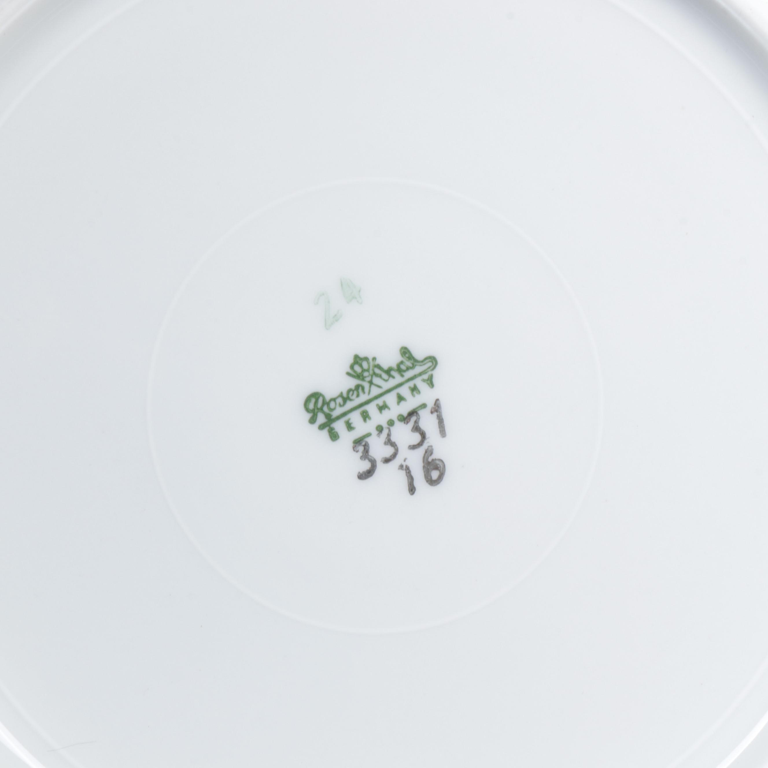 Rosenthal "Elegance" Porcelain Dinnerware, Mid-20th Century