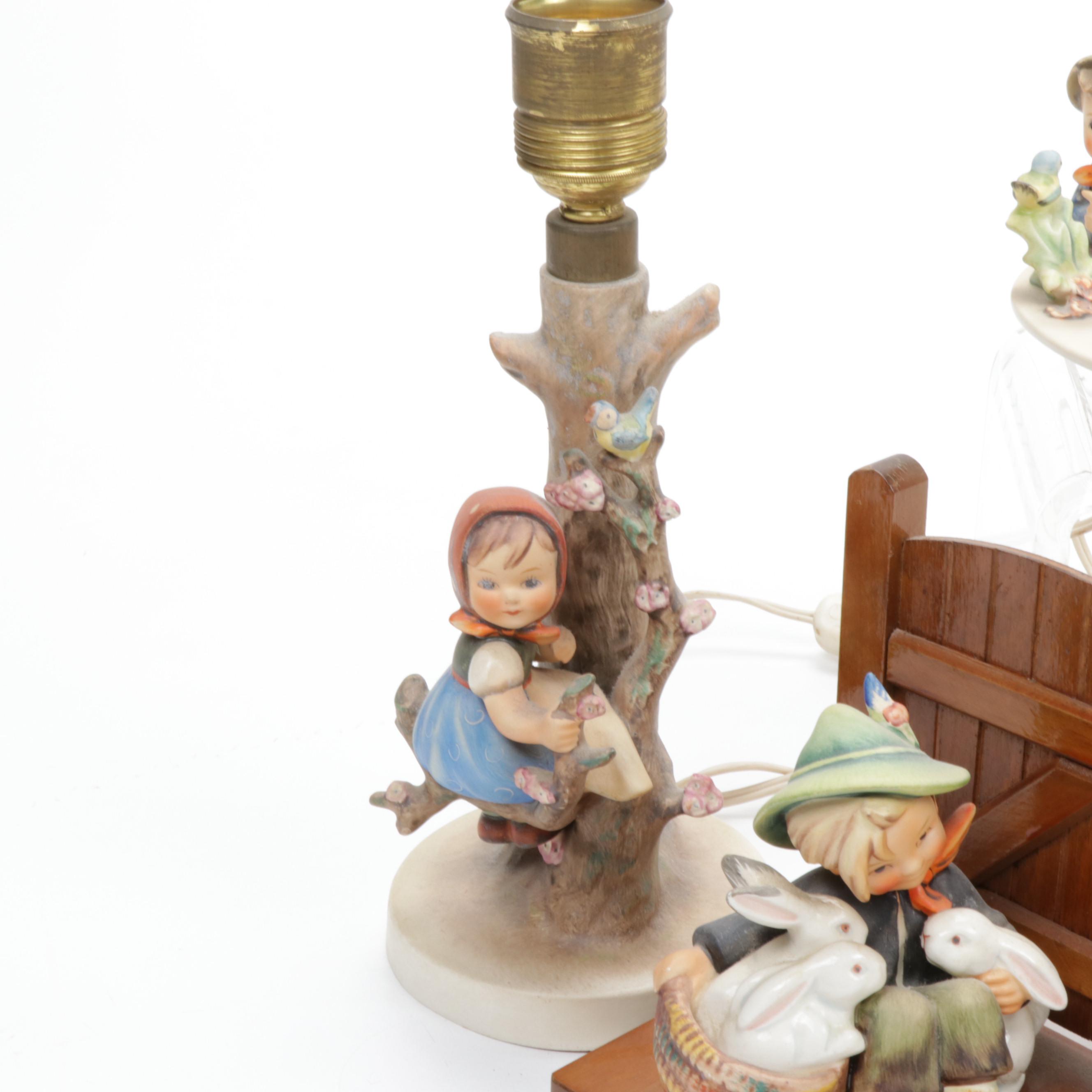 Goebel Hummel Ash Tray, Bookends, Lamp and Figurines