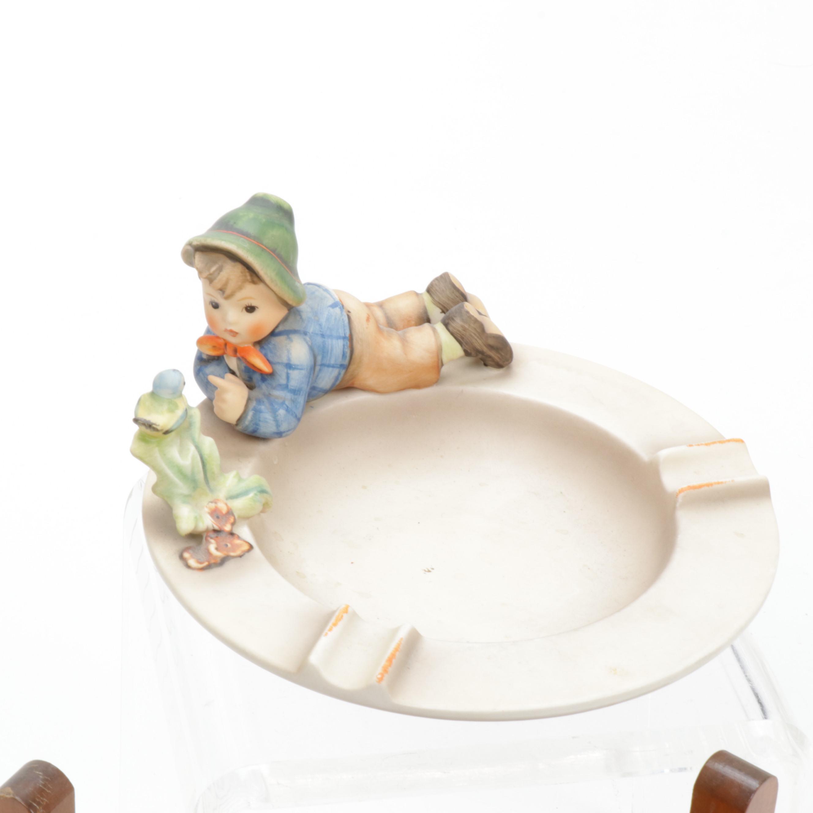 Goebel Hummel Ash Tray, Bookends, Lamp and Figurines