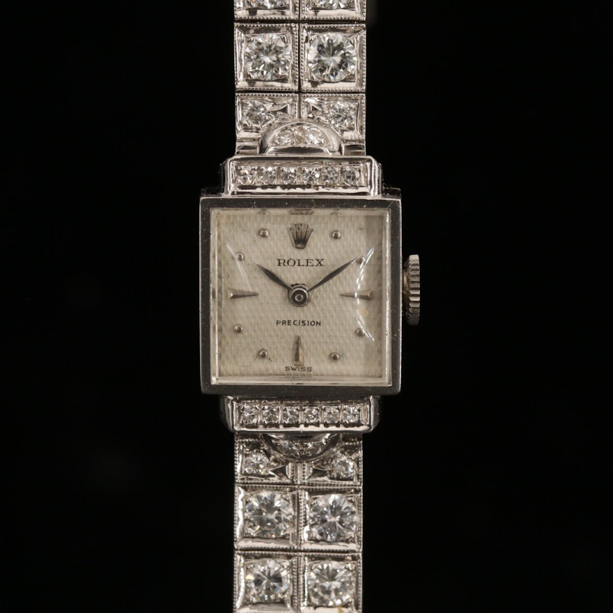 Rolex 18K and 14K Gold 7.39 CTW Diamond Wristwatch, Circa 1950