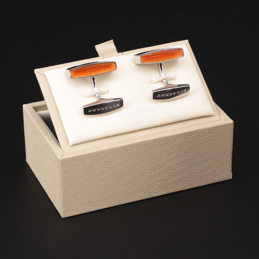 Burberry Enamel Cufflinks with Burberry Box