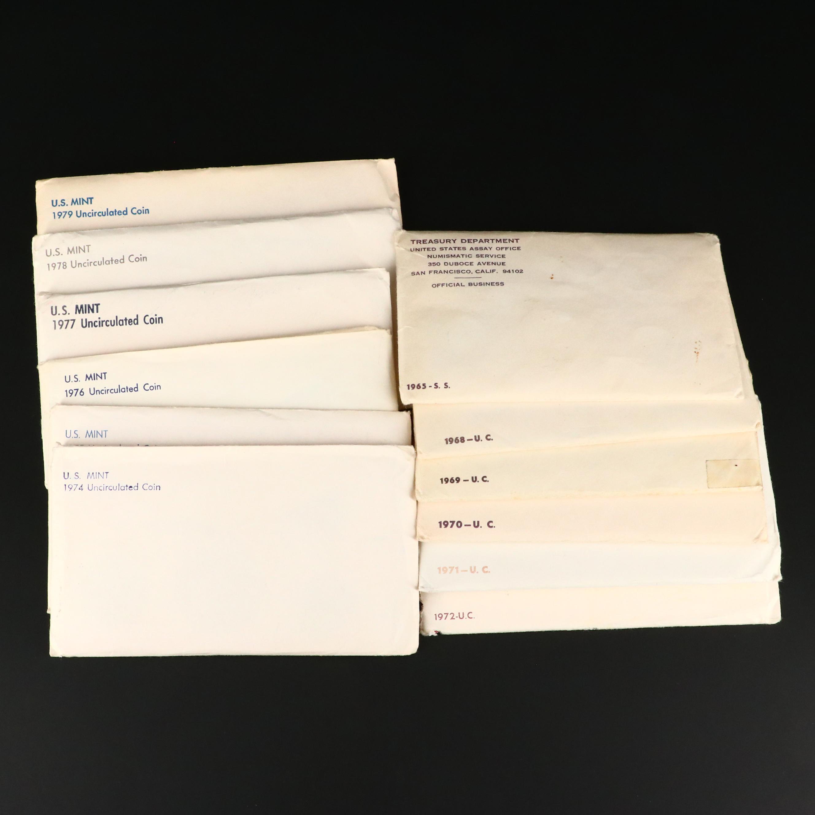 Twelve United States Uncirculated Mints Sets Including 1965 Special Mint Set