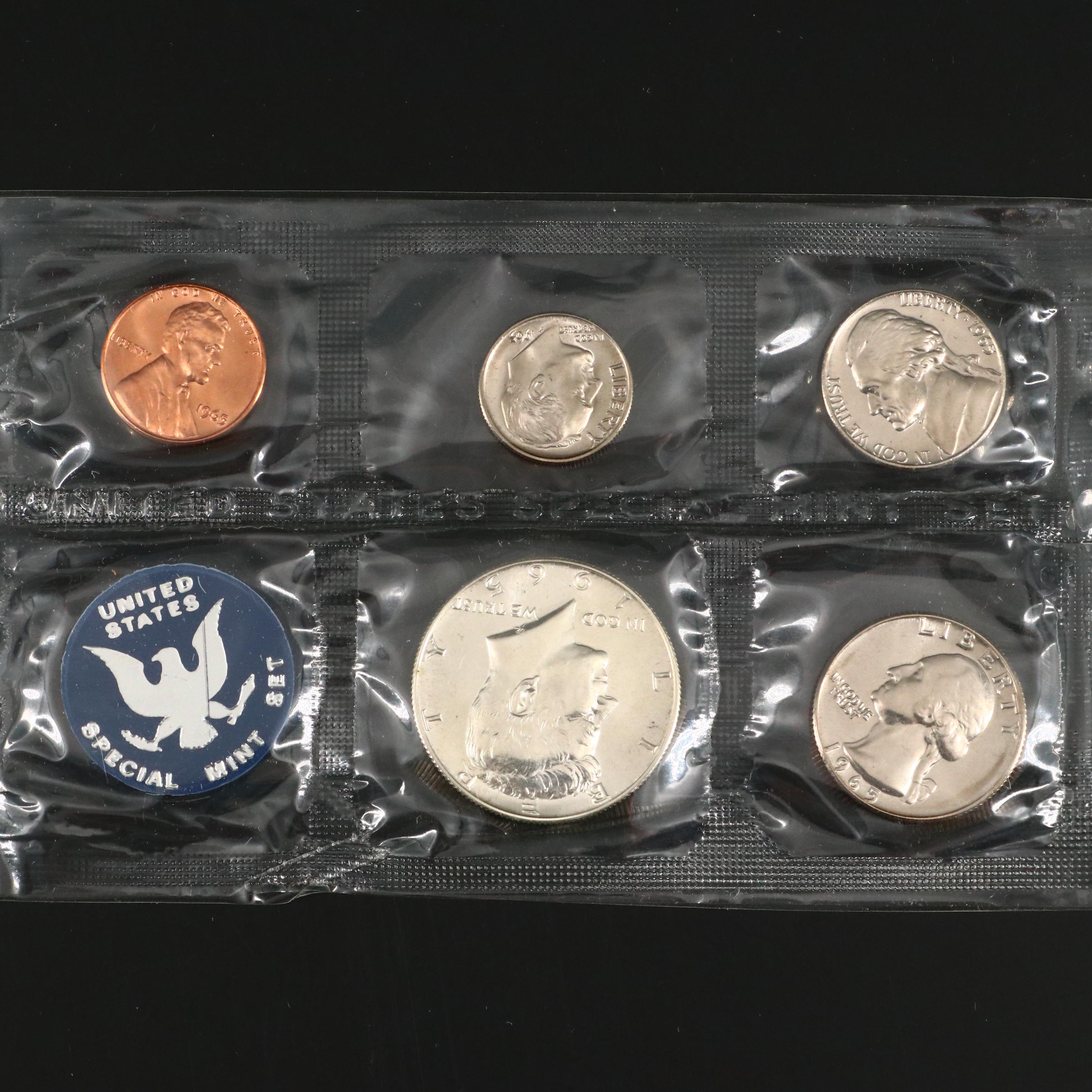 Twelve United States Uncirculated Mints Sets Including 1965 Special Mint Set