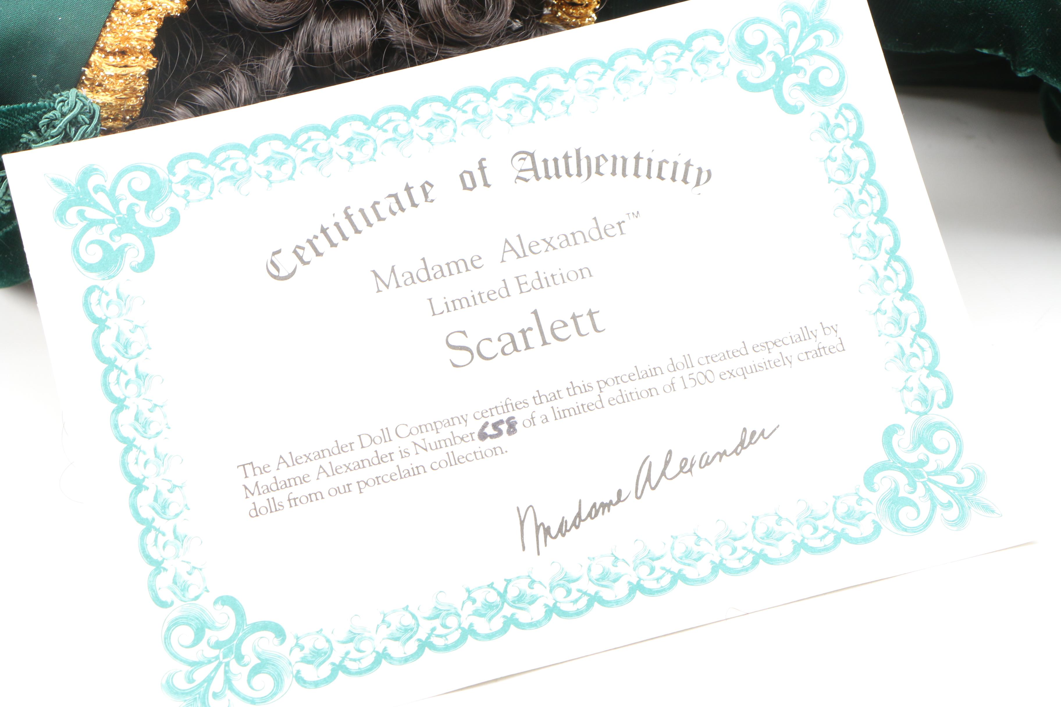 Madame Alexander  9" "Scarlett" Porcelain Doll, Limited Edition, 1990s