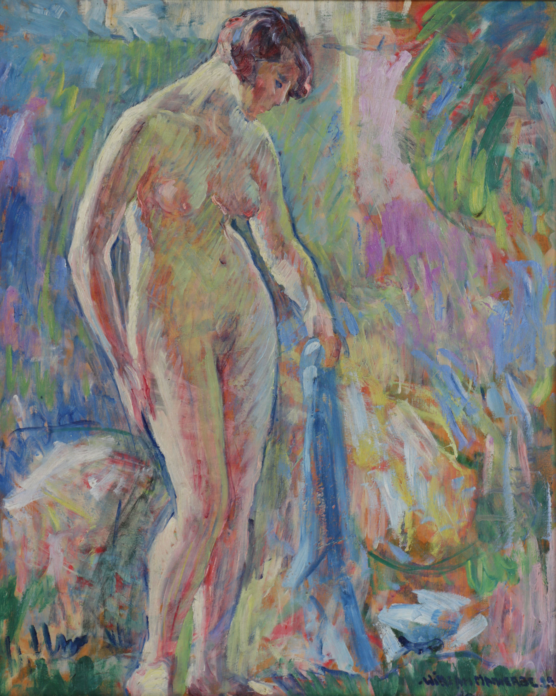 William Malherbe Post Impressionist Figure Painting "Etude de Nu", 1925