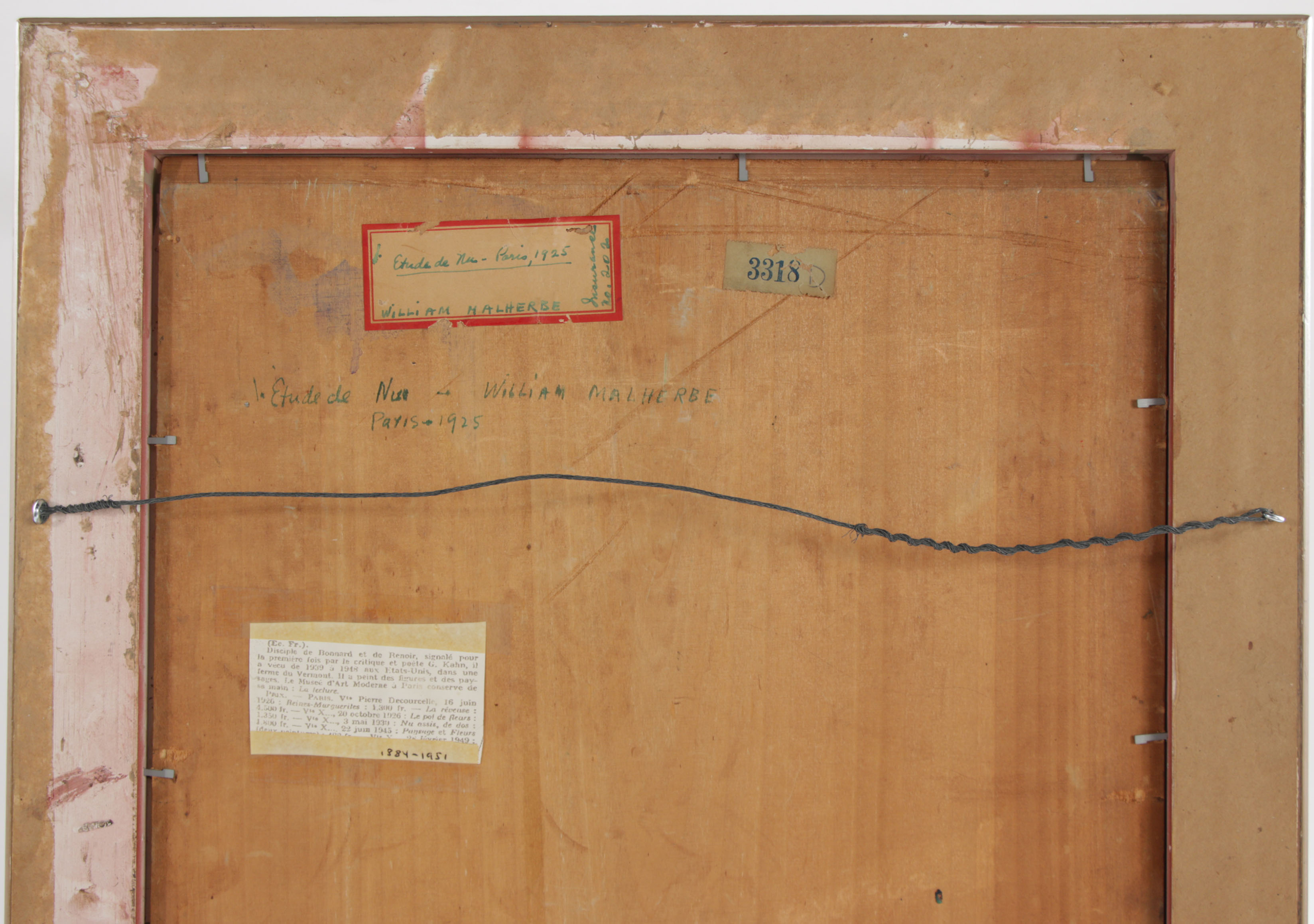 William Malherbe Post Impressionist Figure Painting "Etude de Nu", 1925