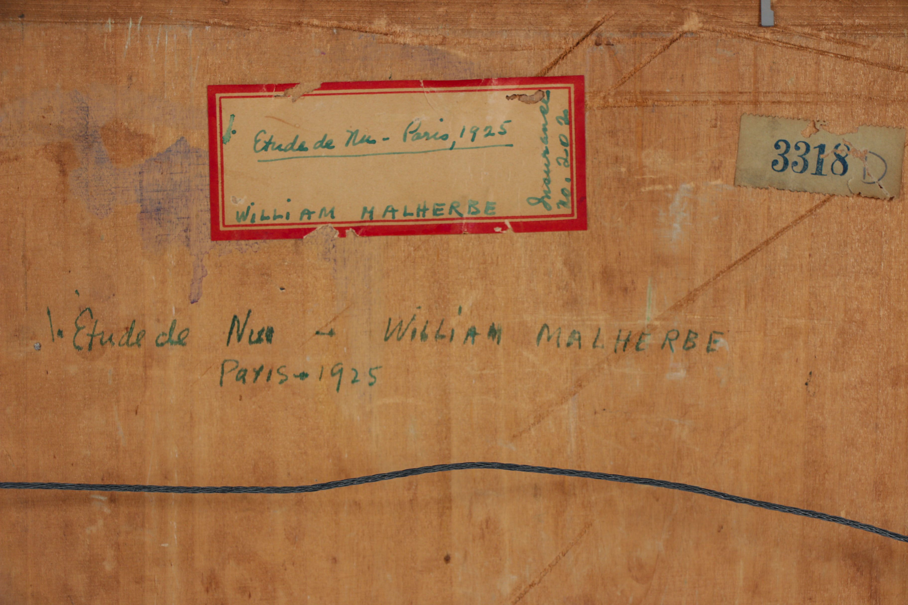 William Malherbe Post Impressionist Figure Painting "Etude de Nu", 1925