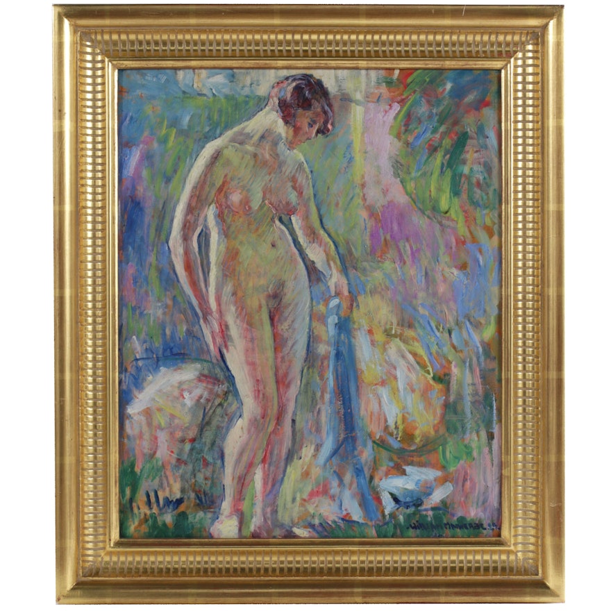 William Malherbe Post Impressionist Figure Painting "Etude de Nu", 1925