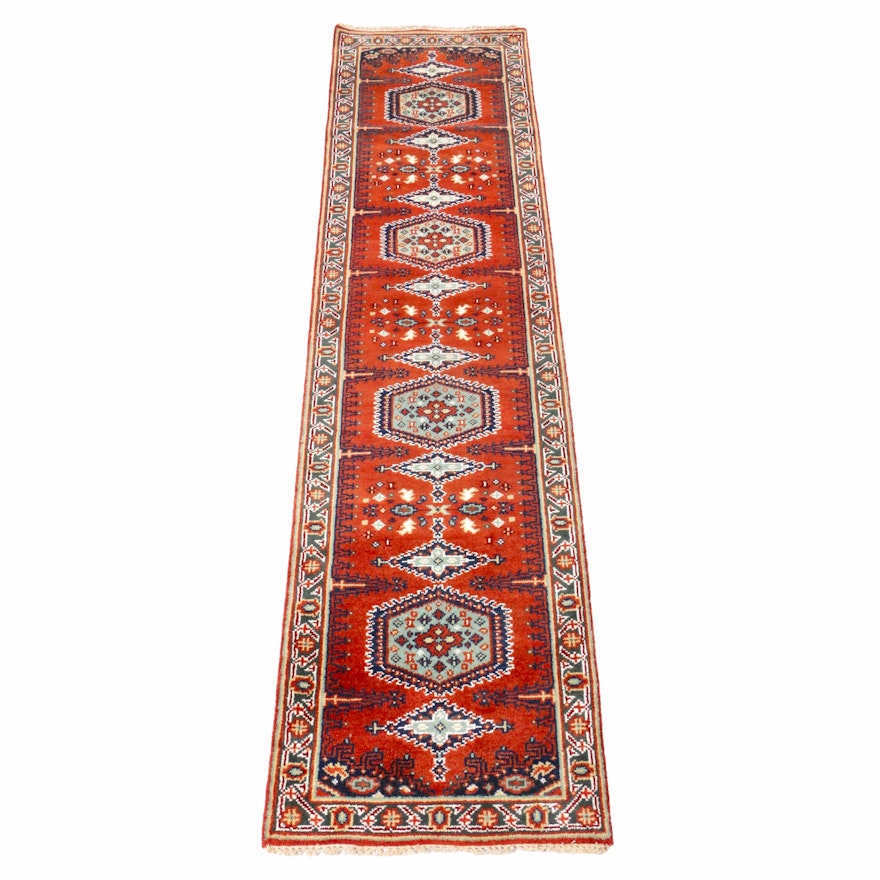 2'7 x 10'1 Hand-Knotted Indo-Persian Heriz Runner