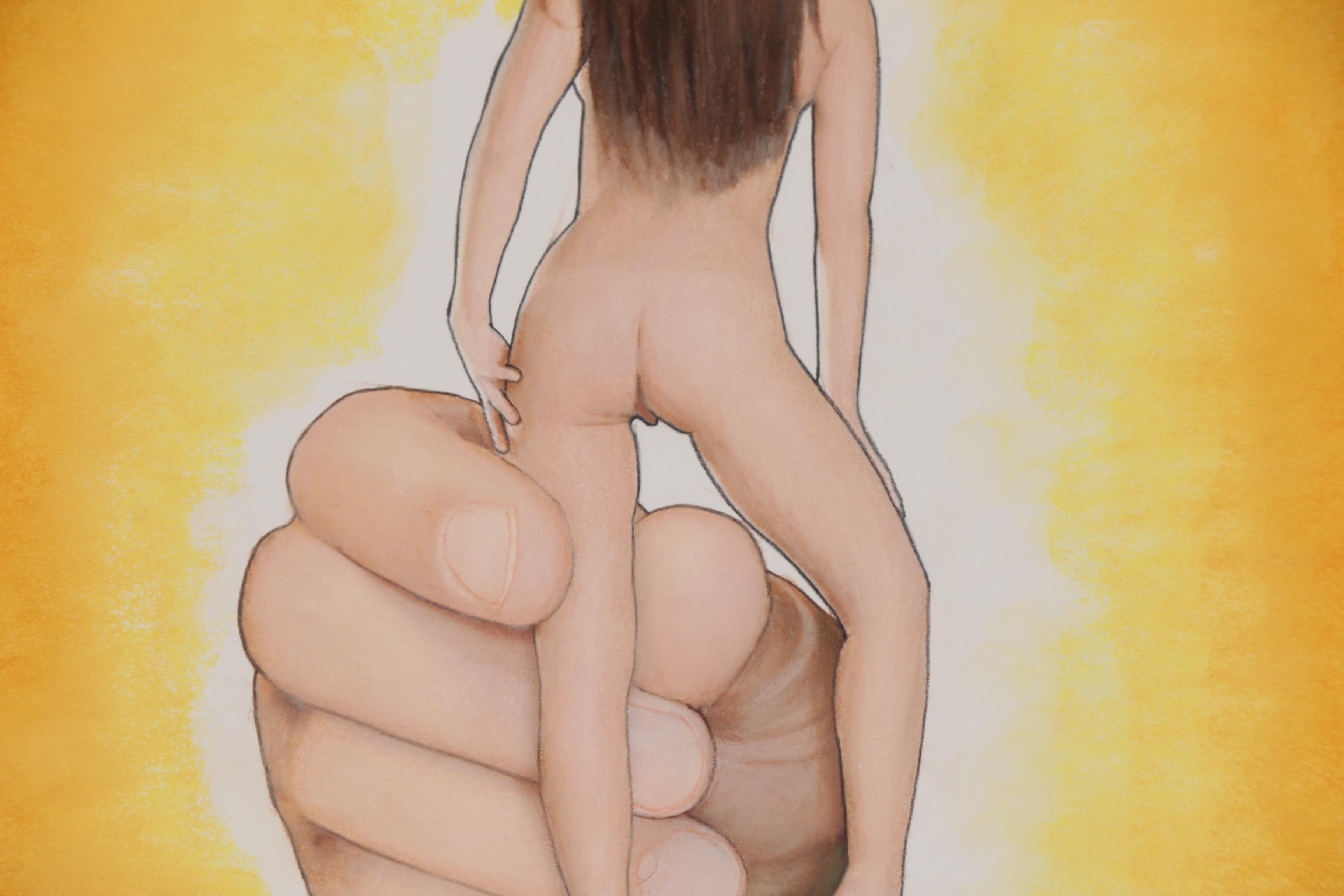 Ernie Centofanti Pastel Drawing of Shrunken Woman