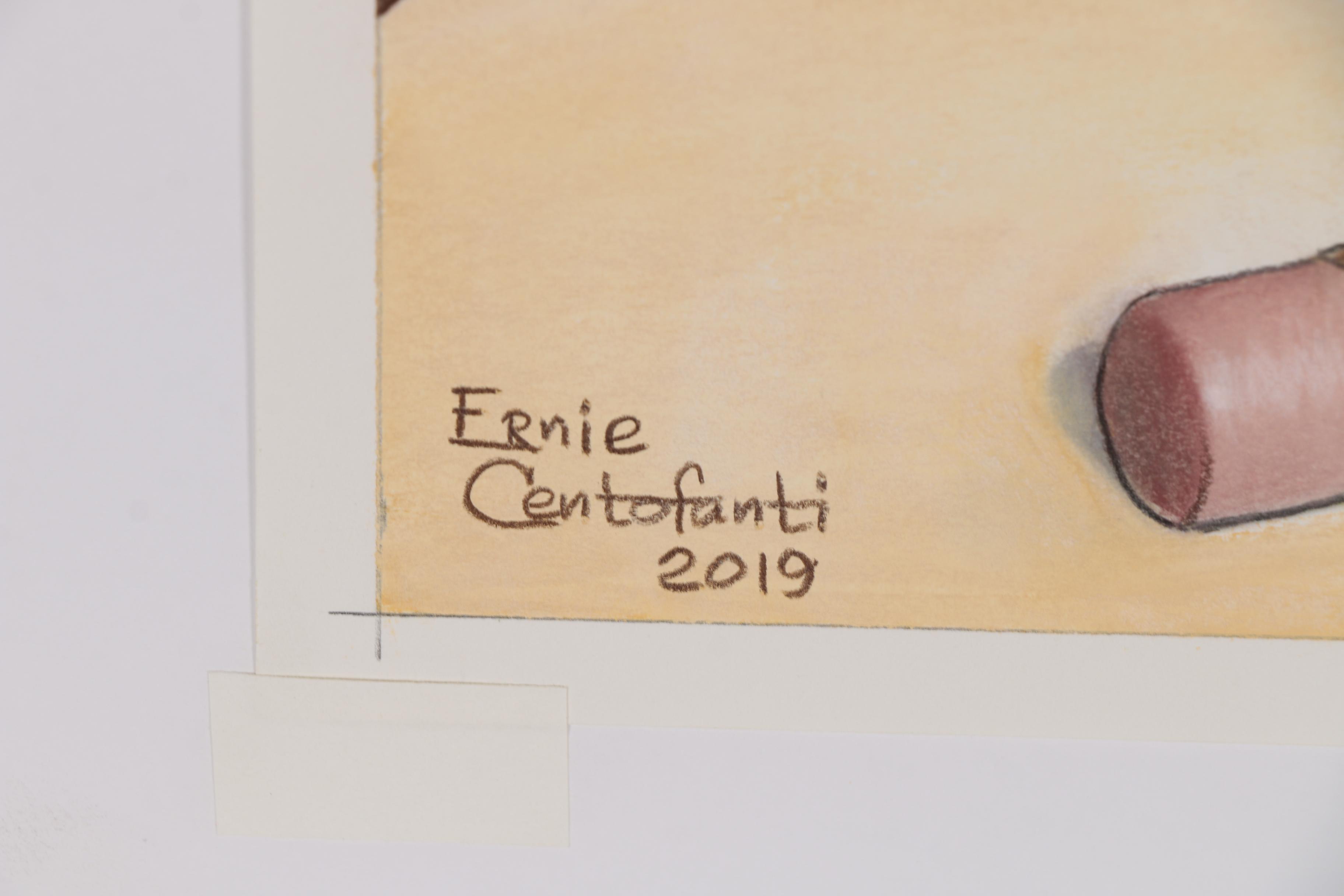 Ernie Centofanti Pastel Drawing of Shrunken Woman