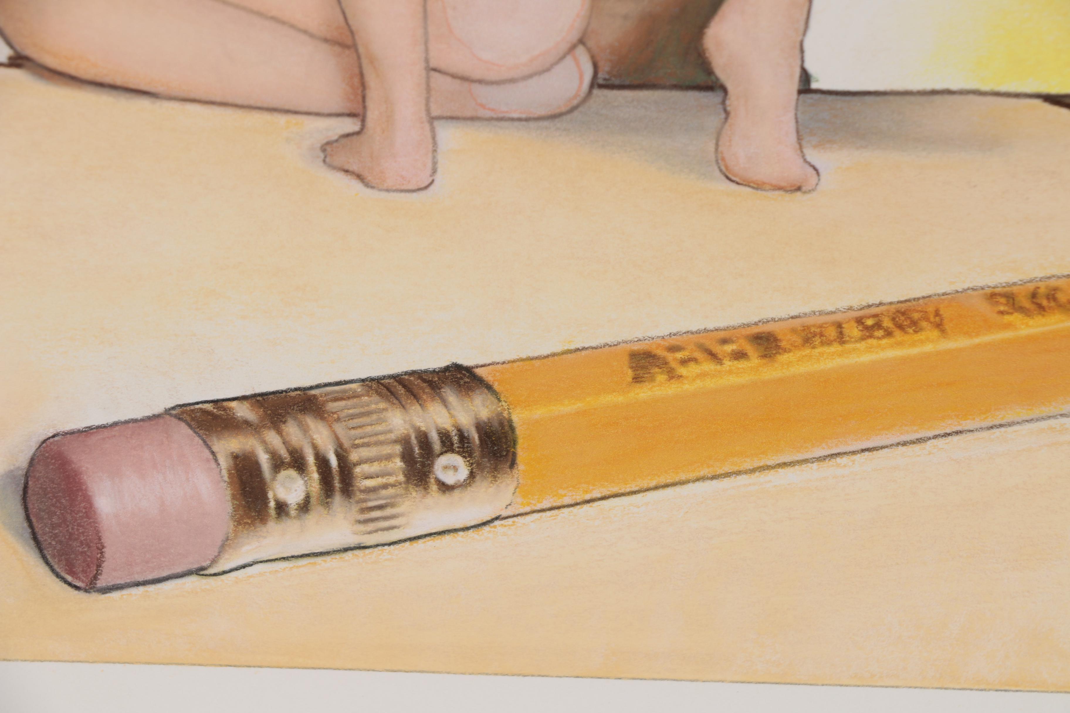 Ernie Centofanti Pastel Drawing of Shrunken Woman