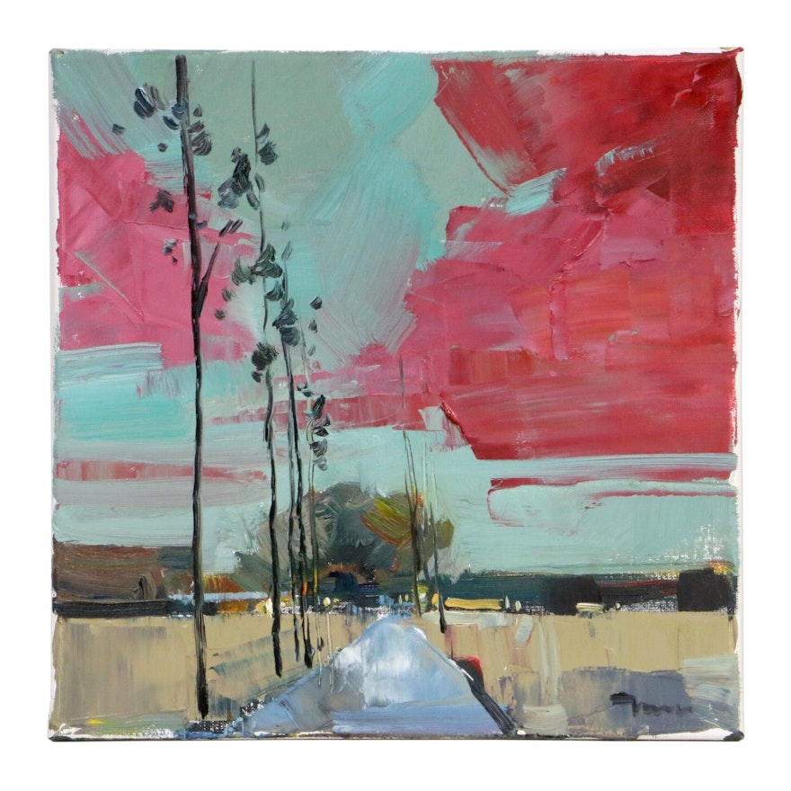 Jose Trujillo Landscape Oil Painting "The Road," 2019
