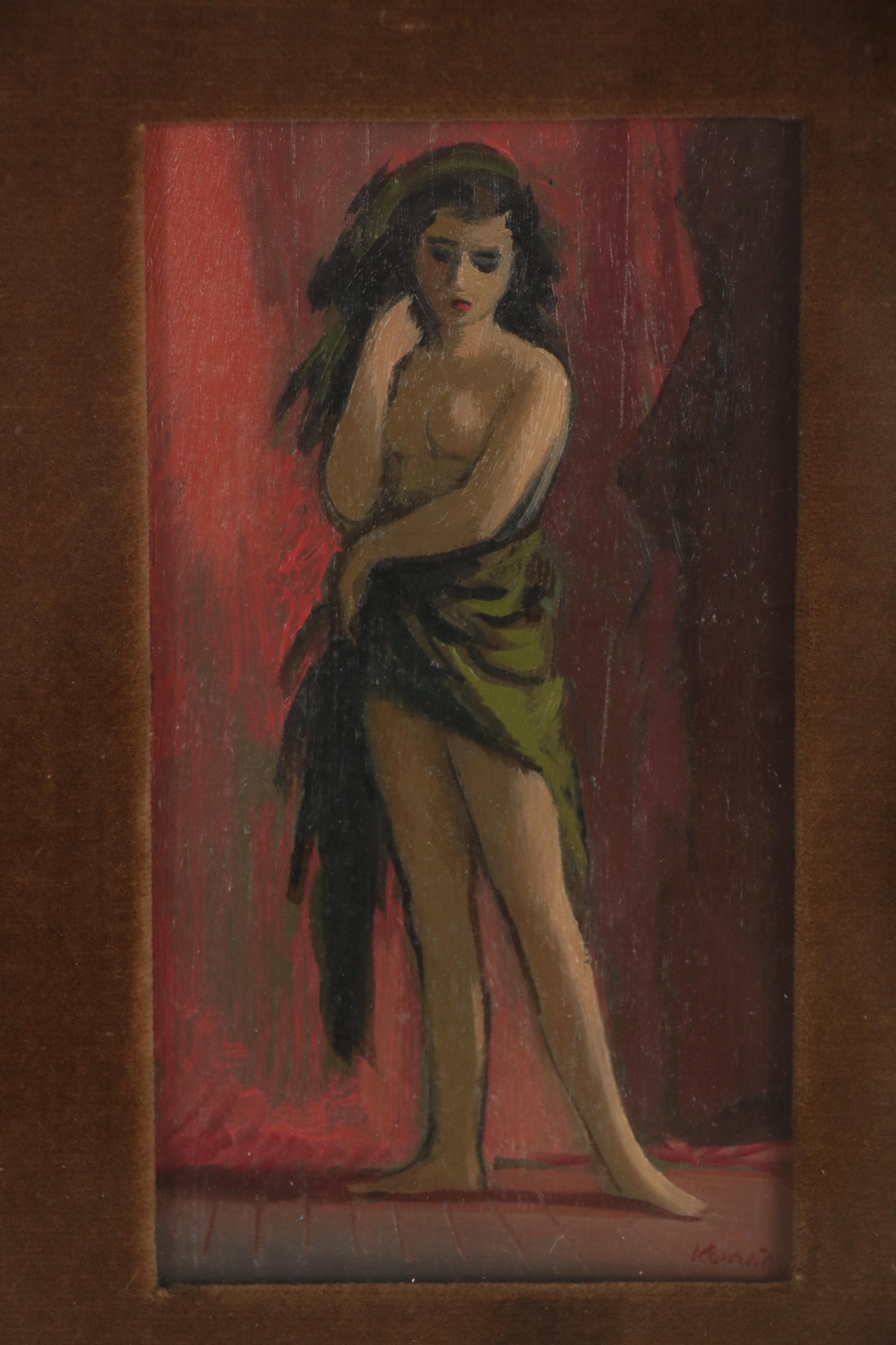 Adolf Konrad Oil Painting of Female Nude, Late 20th Century