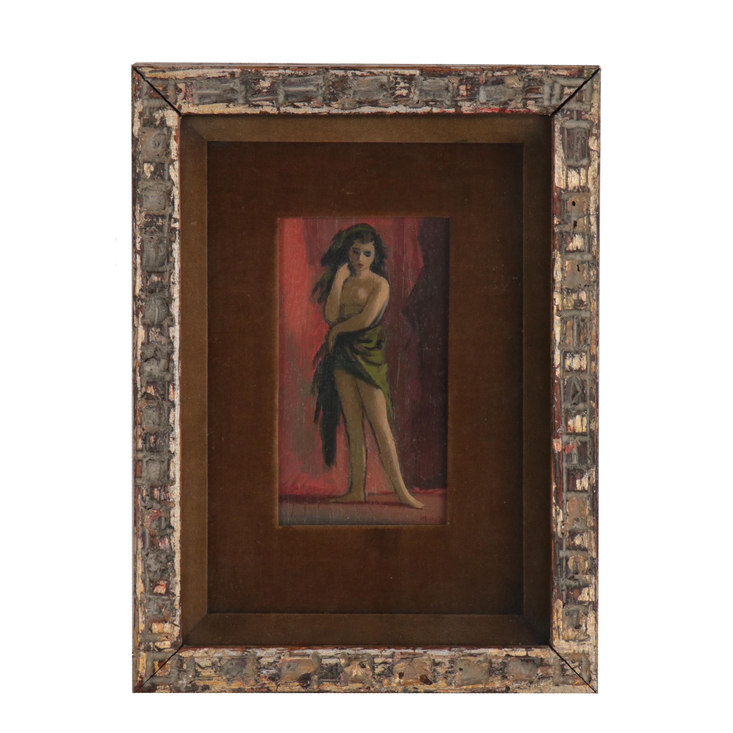 Adolf Konrad Oil Painting of Female Nude, Late 20th Century